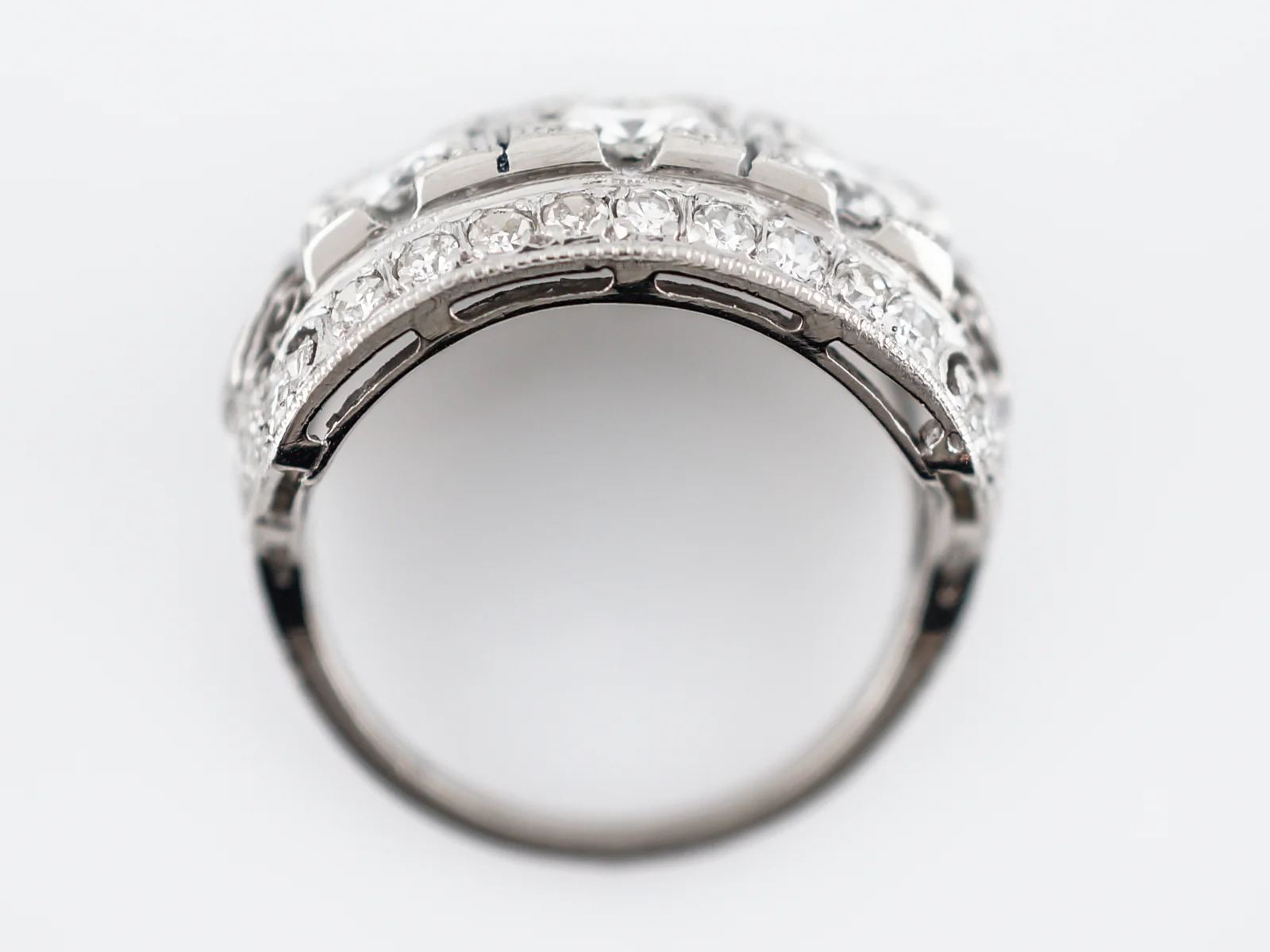 Antique Right Hand Ring Art Deco .48 Round Brilliant Cut Diamond in Platinum - Image 8