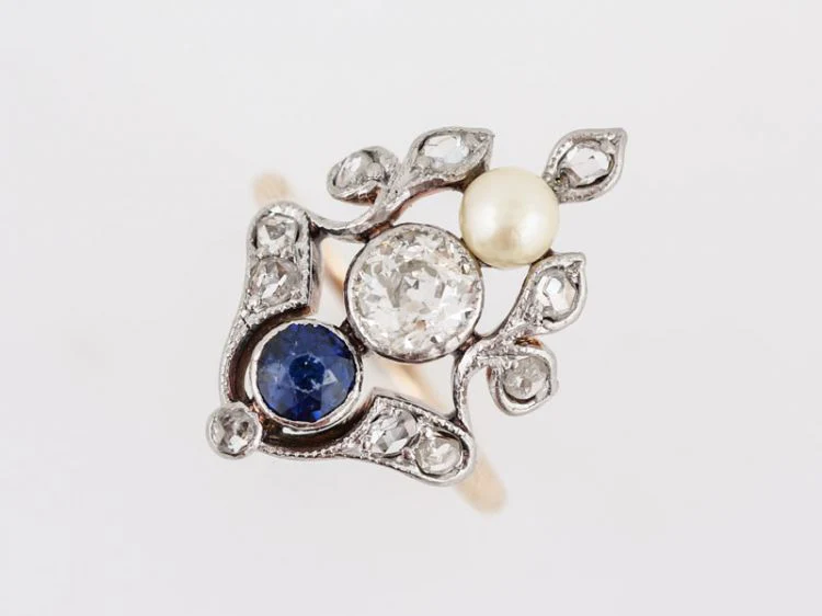 Antique Right Hand Ring Edwardian .50 Old Mine Cut Diamond in Platinum & 18k Yellow Gold - Image 4