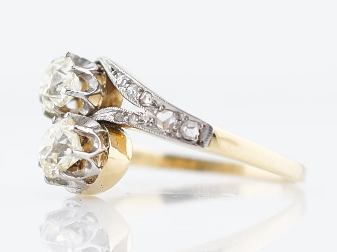 ***RTV***Antique Right Hand Ring Edwardian .76 Old Mine Cut Diamonds in Platinum & 18K Yellow Gold - Image 3