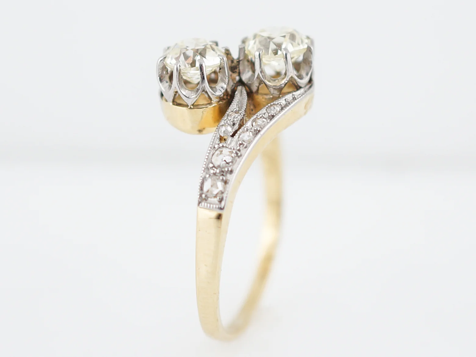 ***RTV***Antique Right Hand Ring Edwardian .76 Old Mine Cut Diamonds in Platinum & 18K Yellow Gold - Image 5