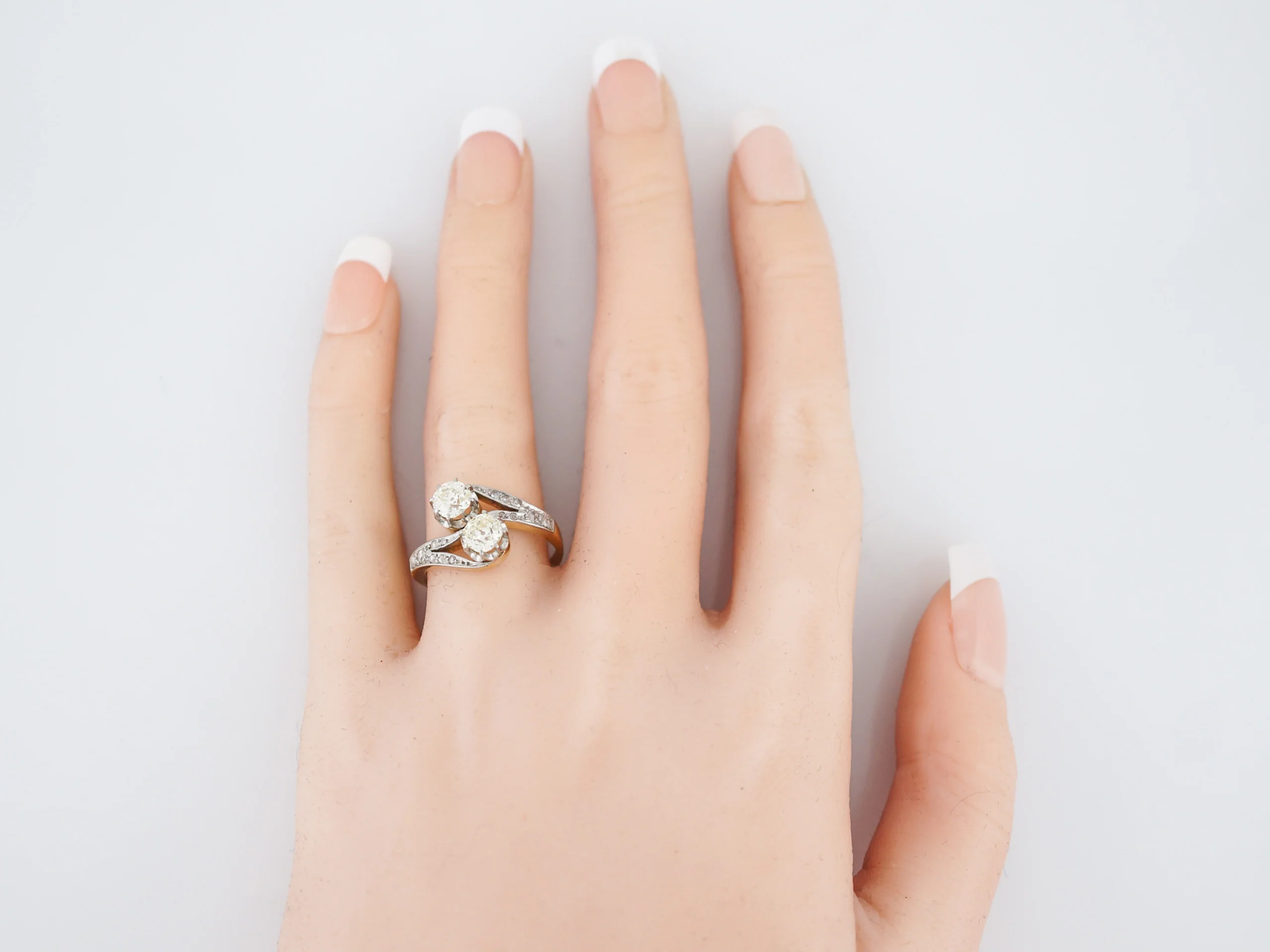 ***RTV***Antique Right Hand Ring Edwardian .76 Old Mine Cut Diamonds in Platinum & 18K Yellow Gold - Image 8