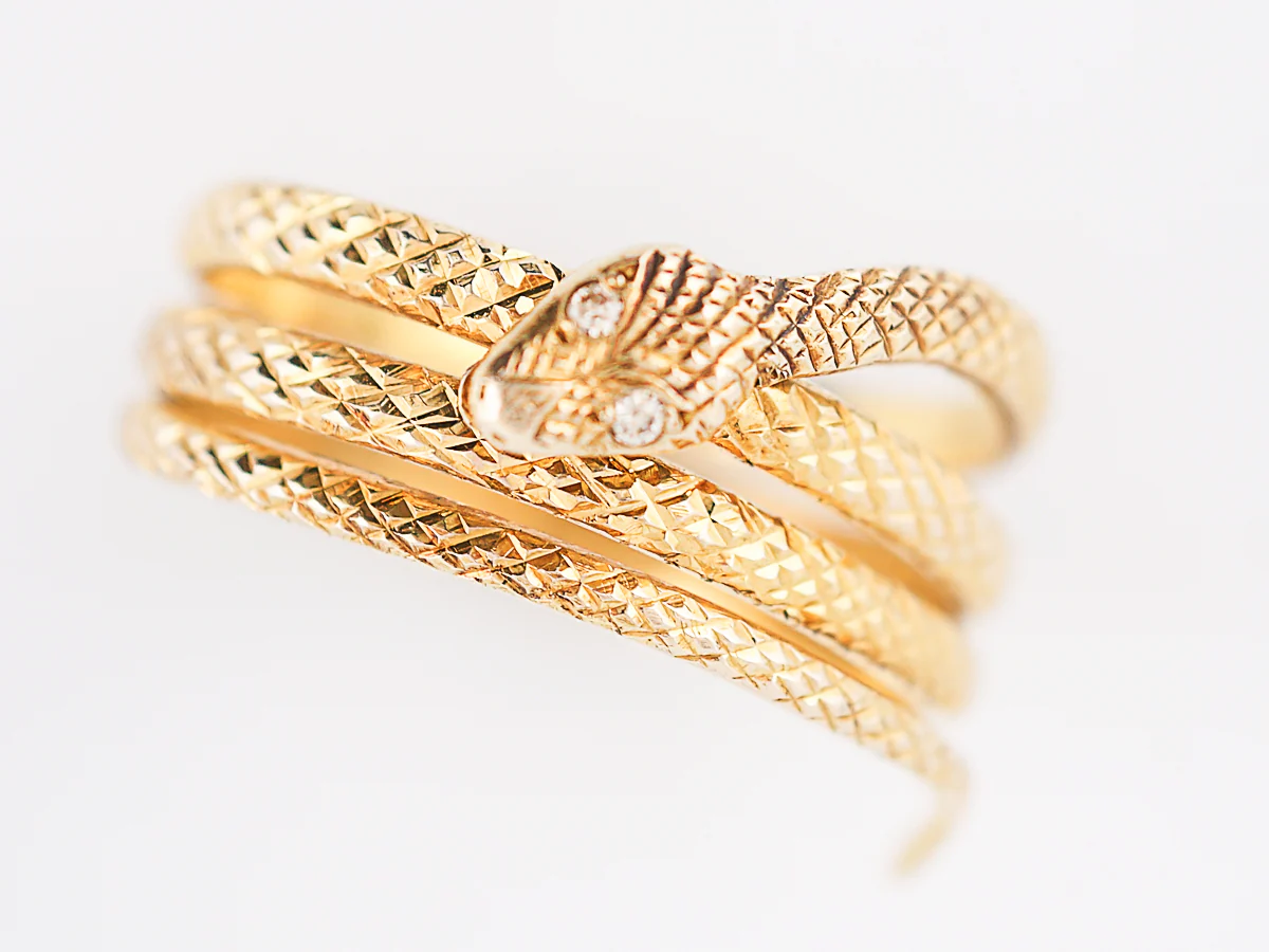 Antique Right Hand Ring Victorian .02 Single Cut Diamonds in 22k Yellow Gold - Image 4