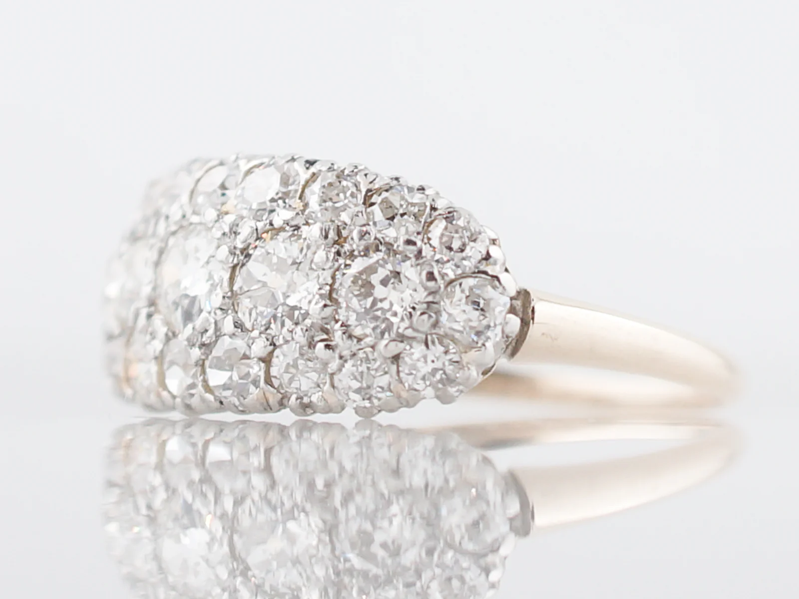 Antique Right Hand Ring Victorian 1.25 Old Mine & European Cut Diamonds in 14k Yellow Gold - Image 2