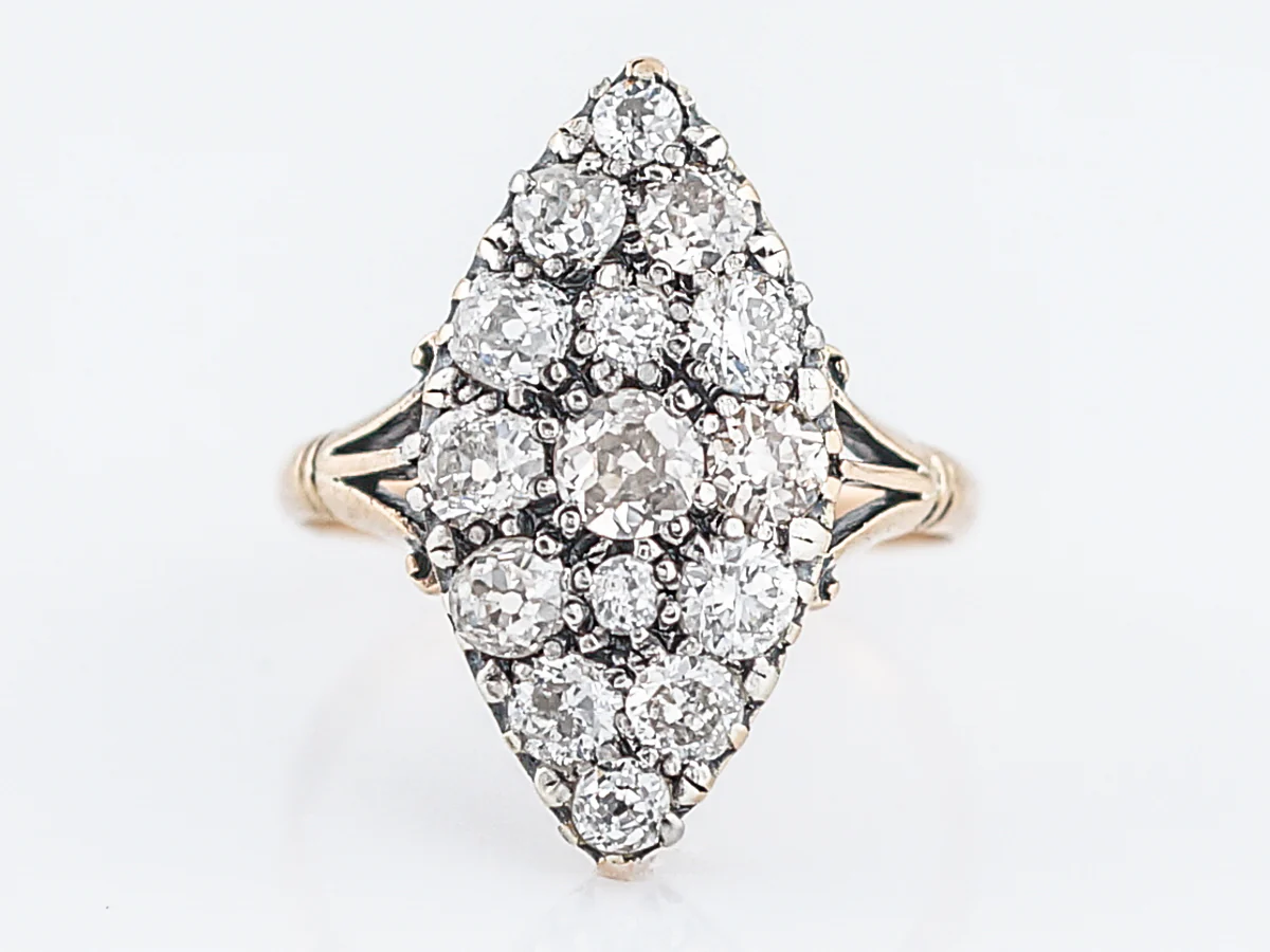 Antique Right Hand Ring Victorian 1.58 Old Mine Cut Diamond in 18K Yellow Gold - Image 2
