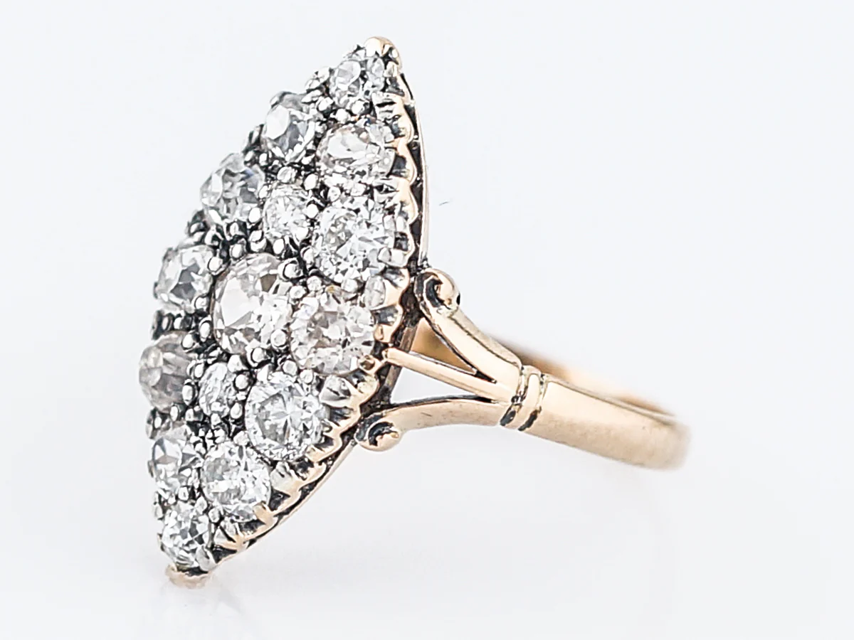 Antique Right Hand Ring Victorian 1.58 Old Mine Cut Diamond in 18K Yellow Gold - Image 3