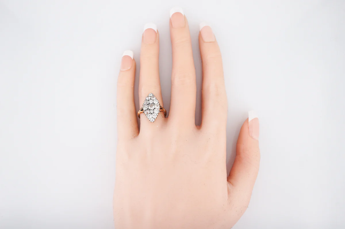 Antique Right Hand Ring Victorian 1.58 Old Mine Cut Diamond in 18K Yellow Gold - Image 6