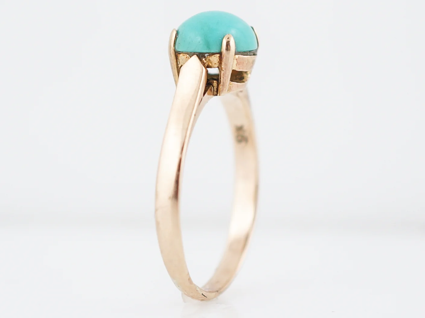 Antique Right Hand Ring Victorian 1.60 Cabochon Cut Turquoise in 9k Yellow Gold - Image 4