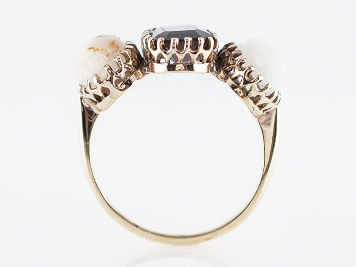 Antique Right Hand Ring Victorian 3.65 Emerald Cut Garnet in 18k Yellow Gold - Image 5
