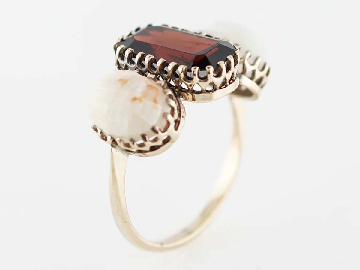 Antique Right Hand Ring Victorian 3.65 Emerald Cut Garnet in 18k Yellow Gold - Image 5