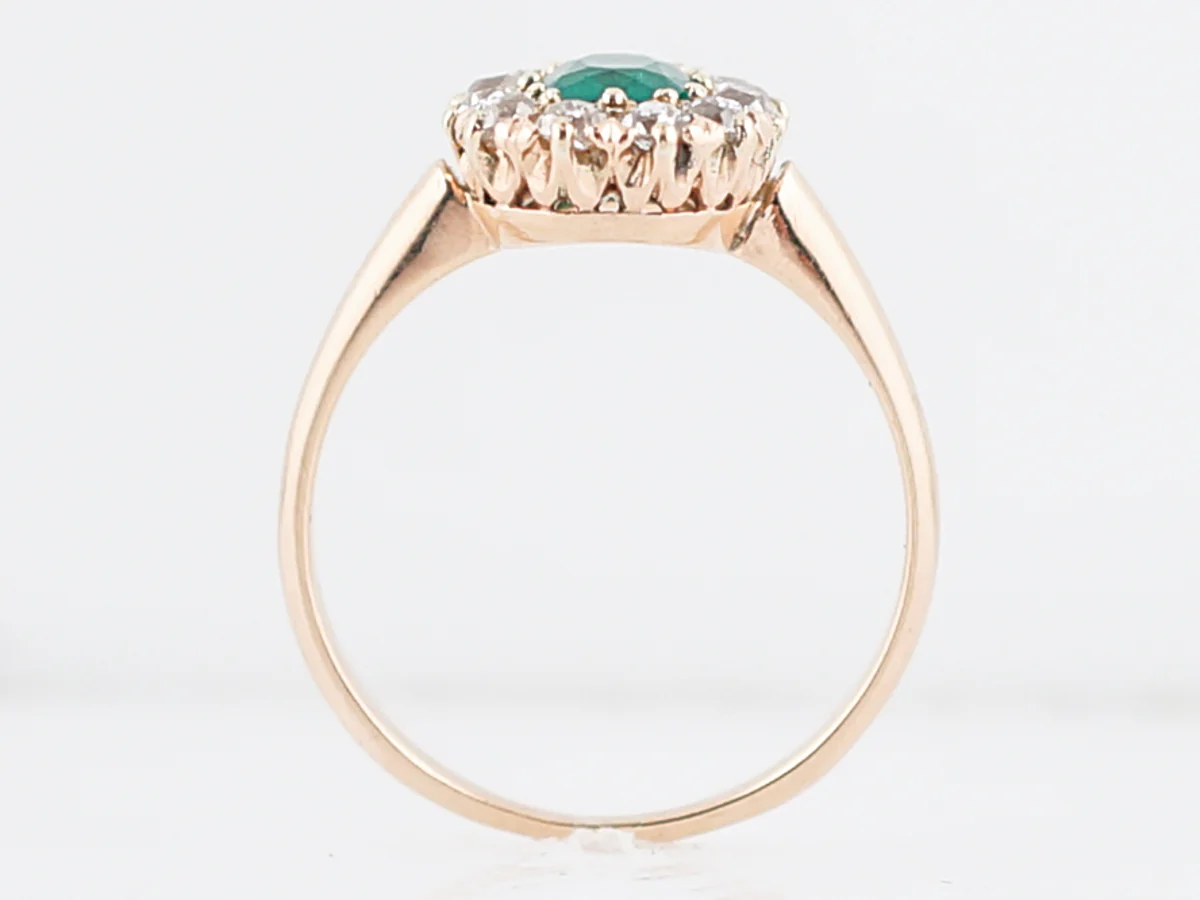 Antique Right Hand Ring Victorian .75 Cushion Cut Emerald in 14k Yellow Gold - Image 4