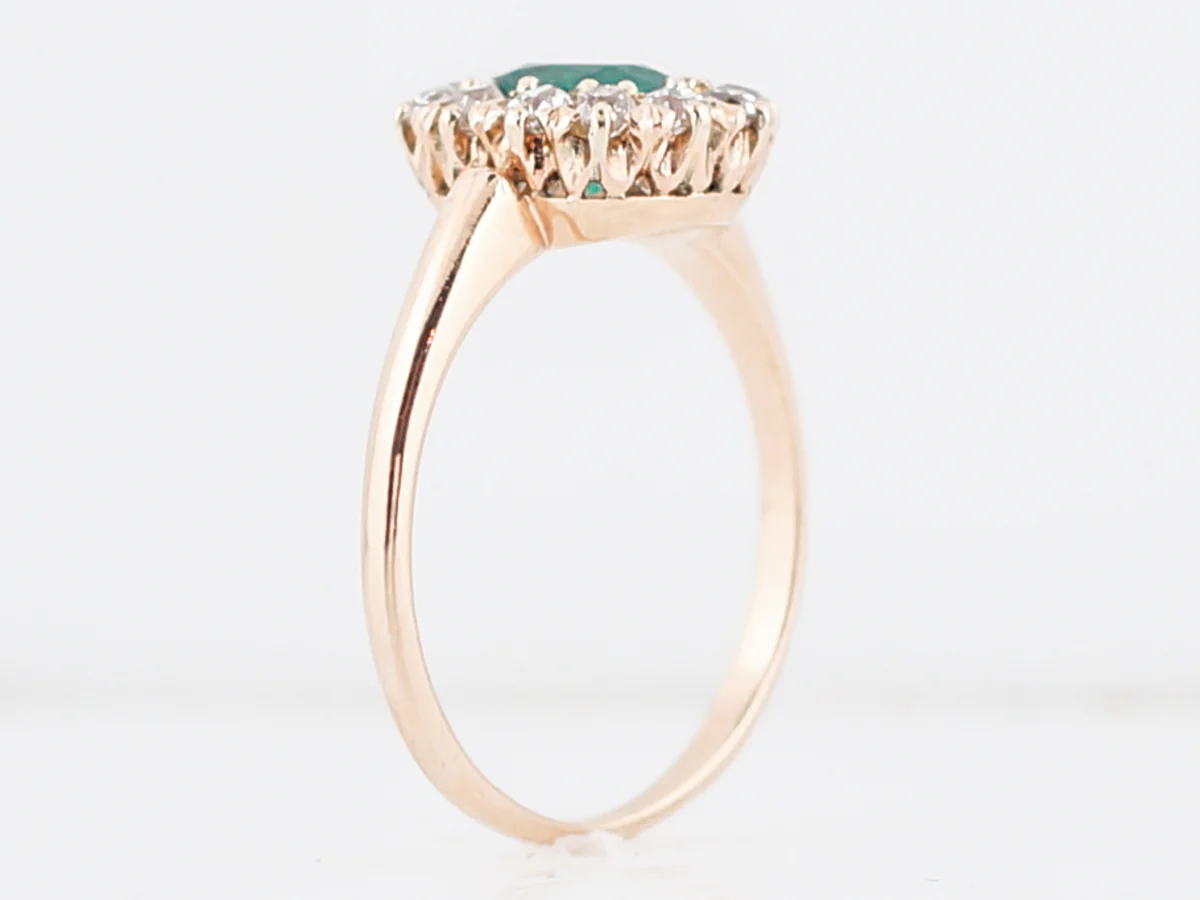 Antique Right Hand Ring Victorian .75 Cushion Cut Emerald in 14k Yellow Gold - Image 5