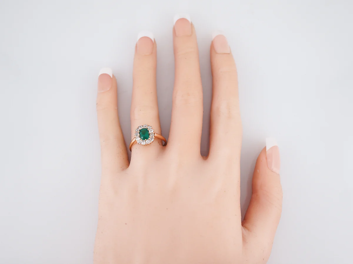 Antique Right Hand Ring Victorian .75 Cushion Cut Emerald in 14k Yellow Gold - Image 7