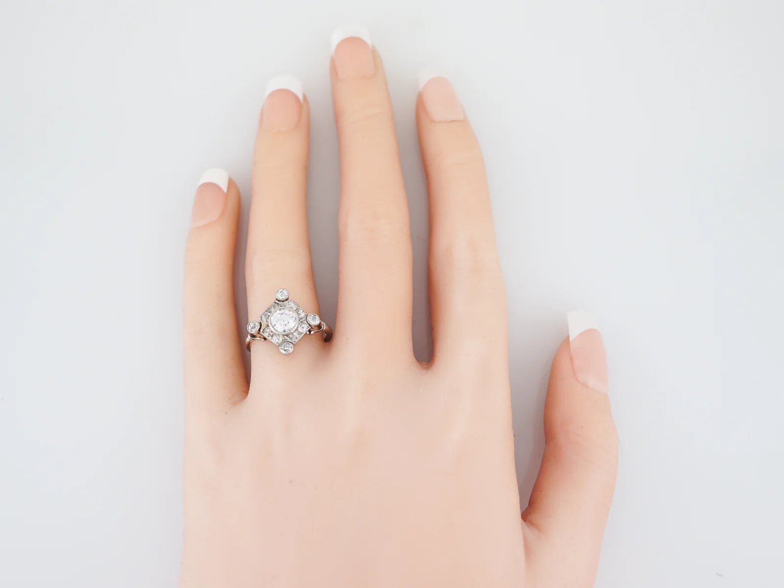 Antique Right Hand Ring Art Deco .66 Old European Cut Diamond in Platinum - Image 6