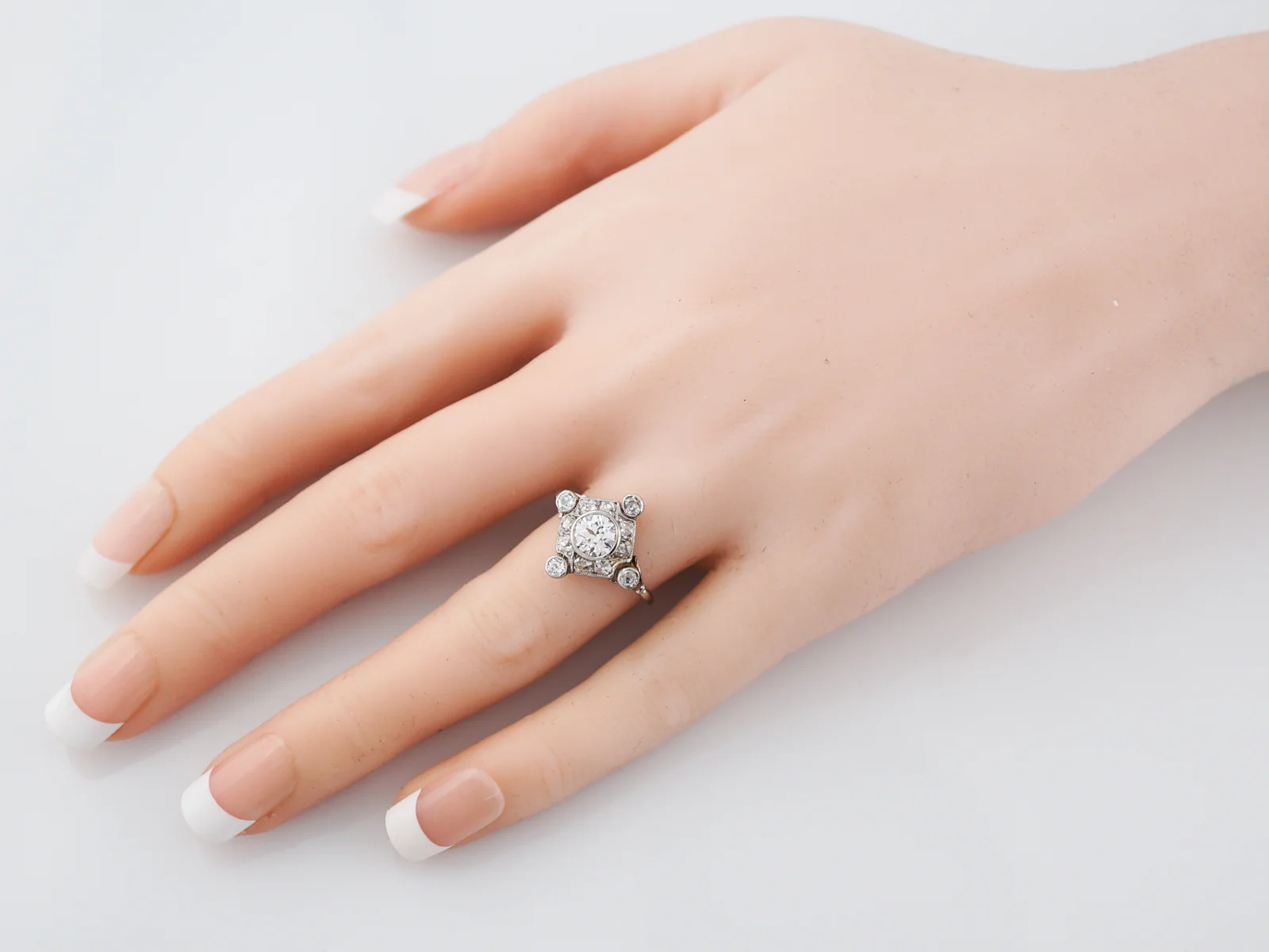 Antique Right Hand Ring Art Deco .66 Old European Cut Diamond in Platinum - Image 7