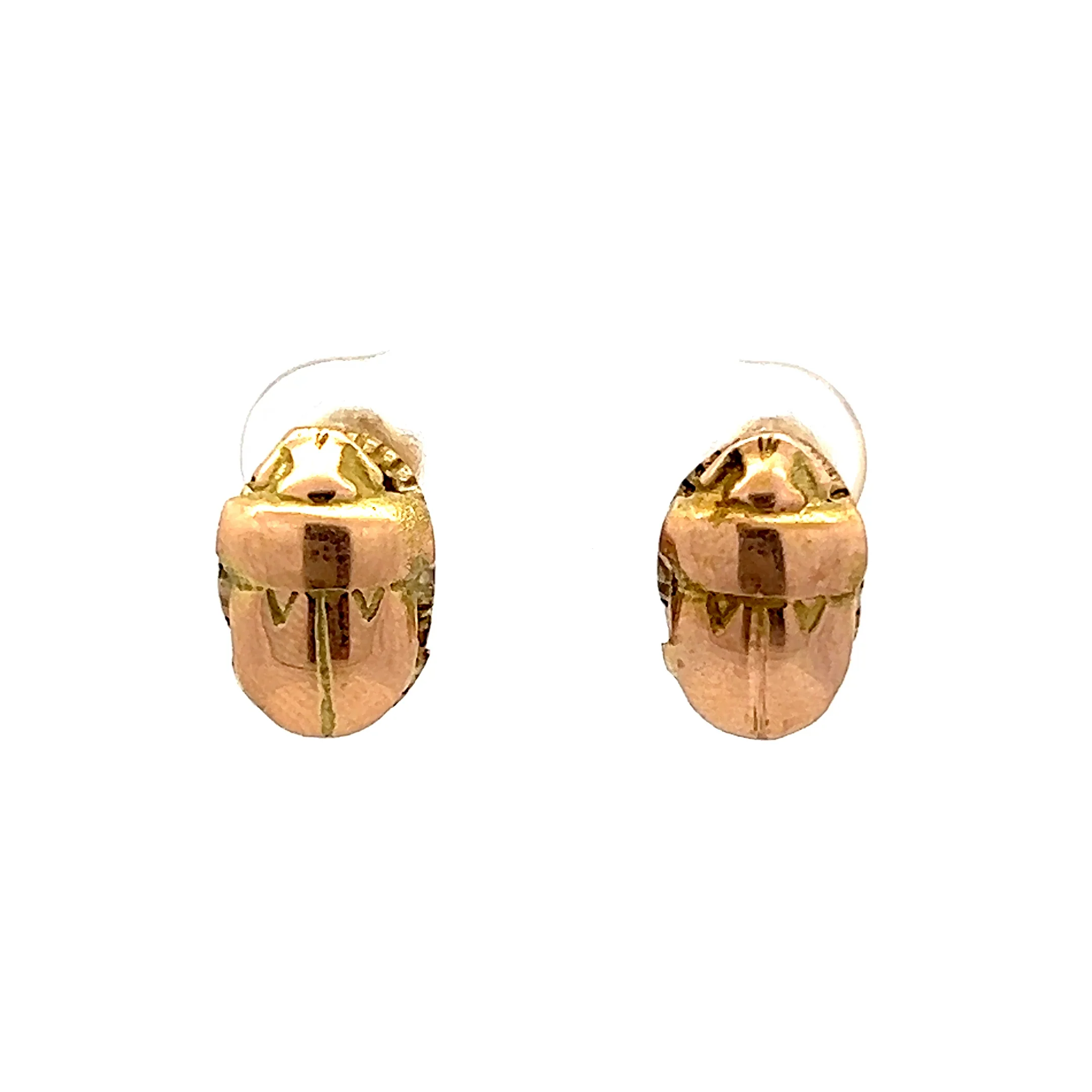 Antique Scarab Beetle Stud Earrings in 14k