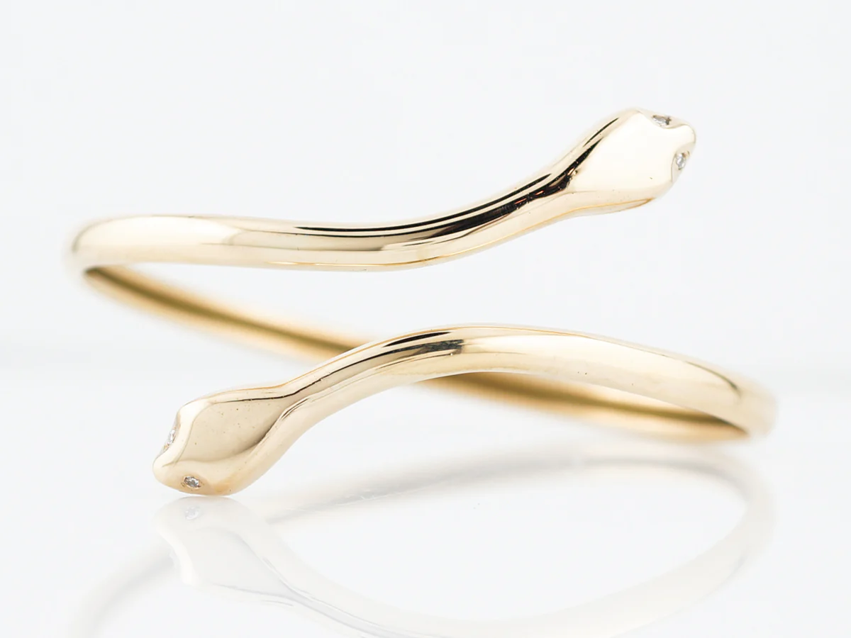 Antique Snake Bangle Bracelet Victorian in 18k Yellow Gold