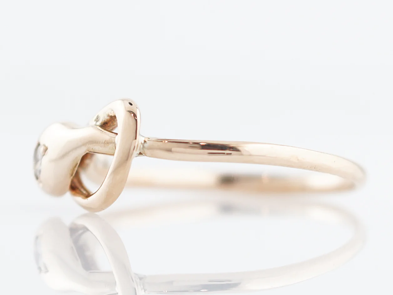 Antique Snake Right Hand Ring Victorian .07 Transitional Cut Diamond in 14K Rose Gold - Image 2