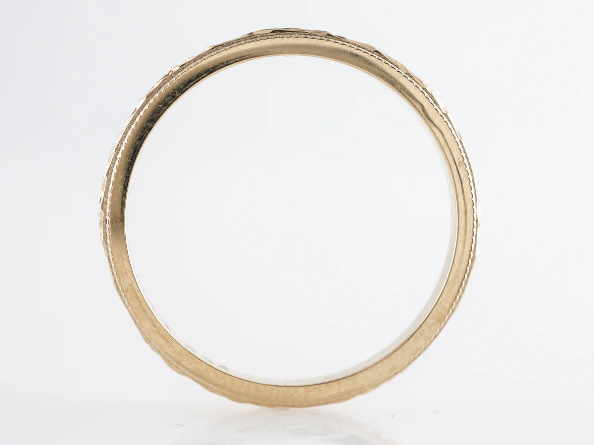 Antique Style Chevron Engraved Wedding Band in 14k - Image 2