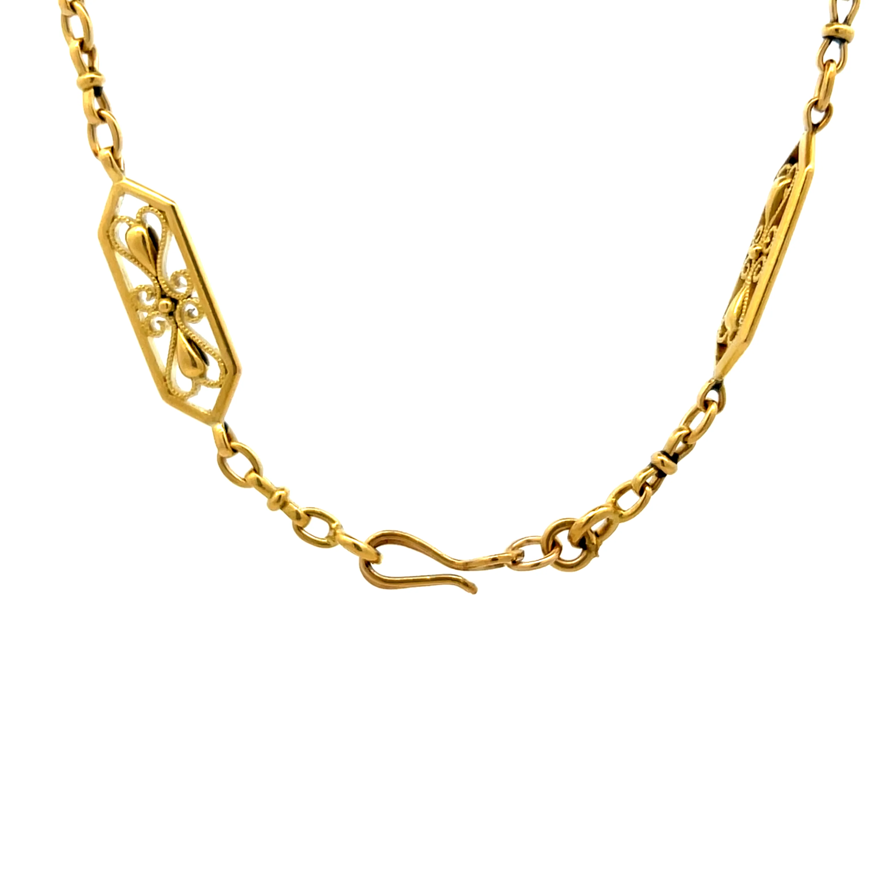 Antique Victorian 60" Filigree Link Chain Necklace in 18k - Image 4