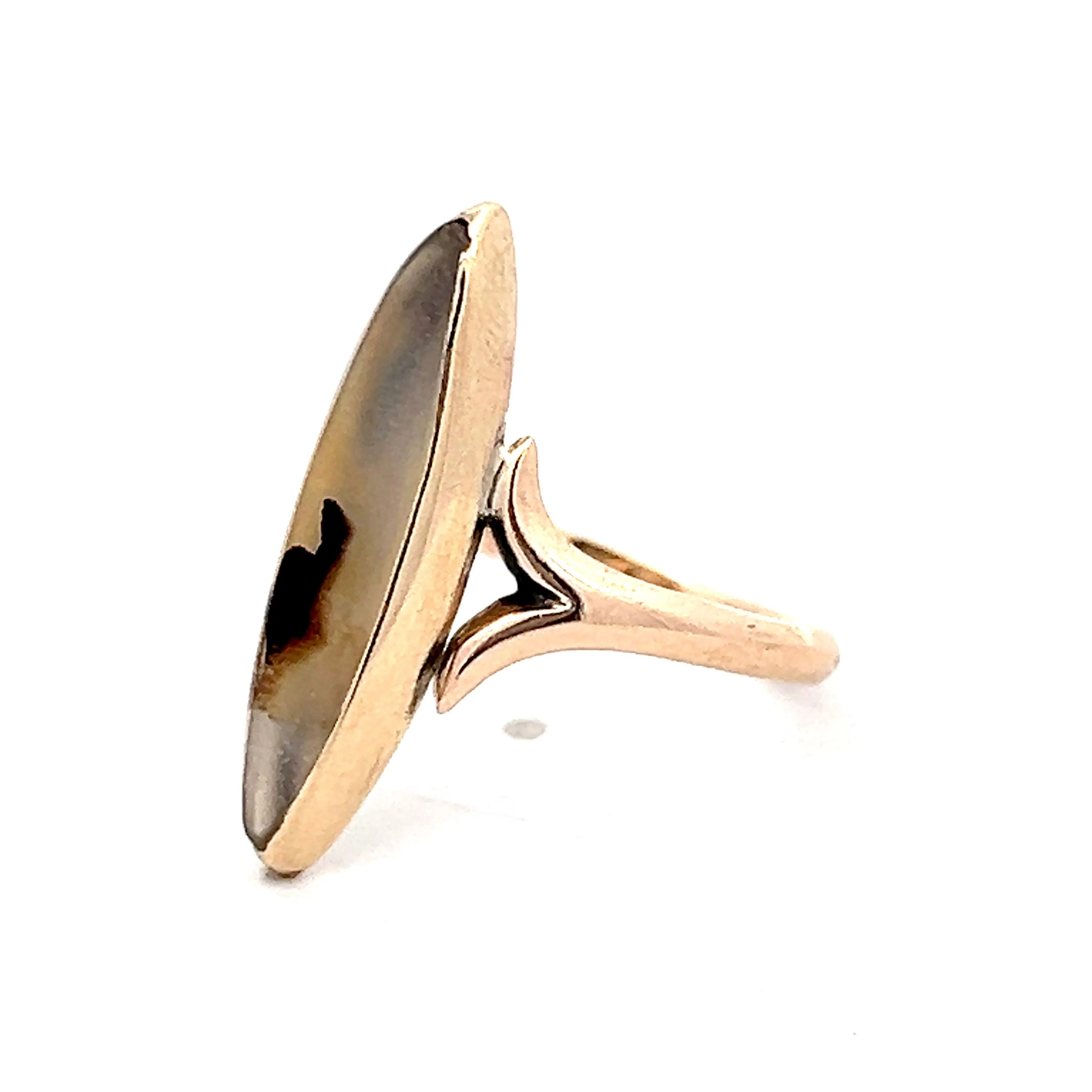 Antique Victorian Agate Cocktail Ring in 10k Rose Gold - Image 2