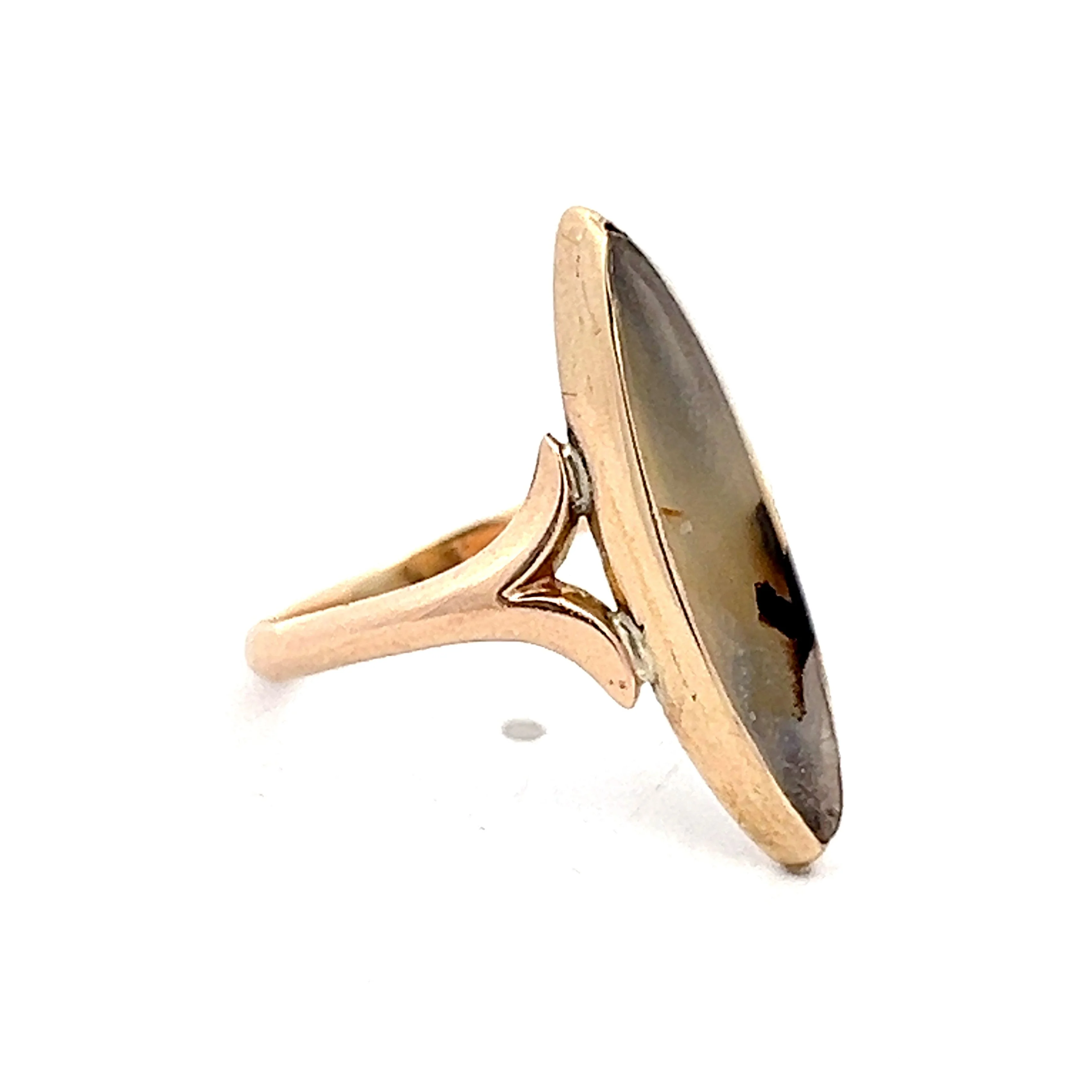 Antique Victorian Agate Cocktail Ring in 10k Rose Gold - Image 3