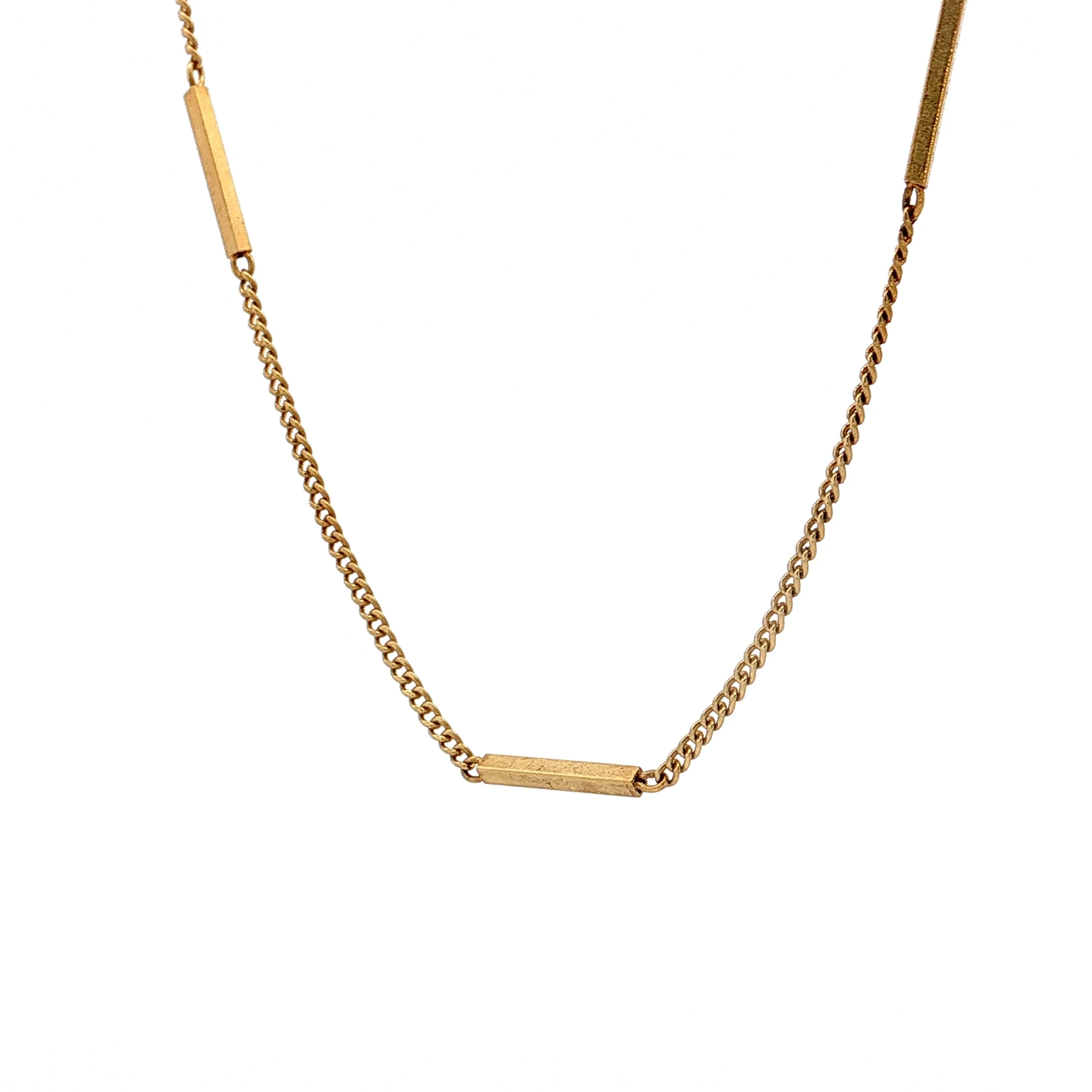 Antique Victorian Bar Link Chain Necklace 18k - Image 2