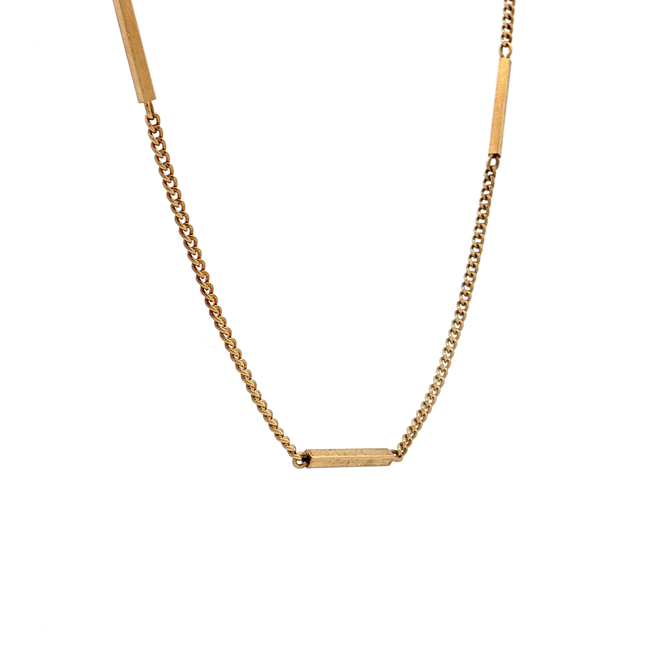 Antique Victorian Bar Link Chain Necklace 18k - Image 3