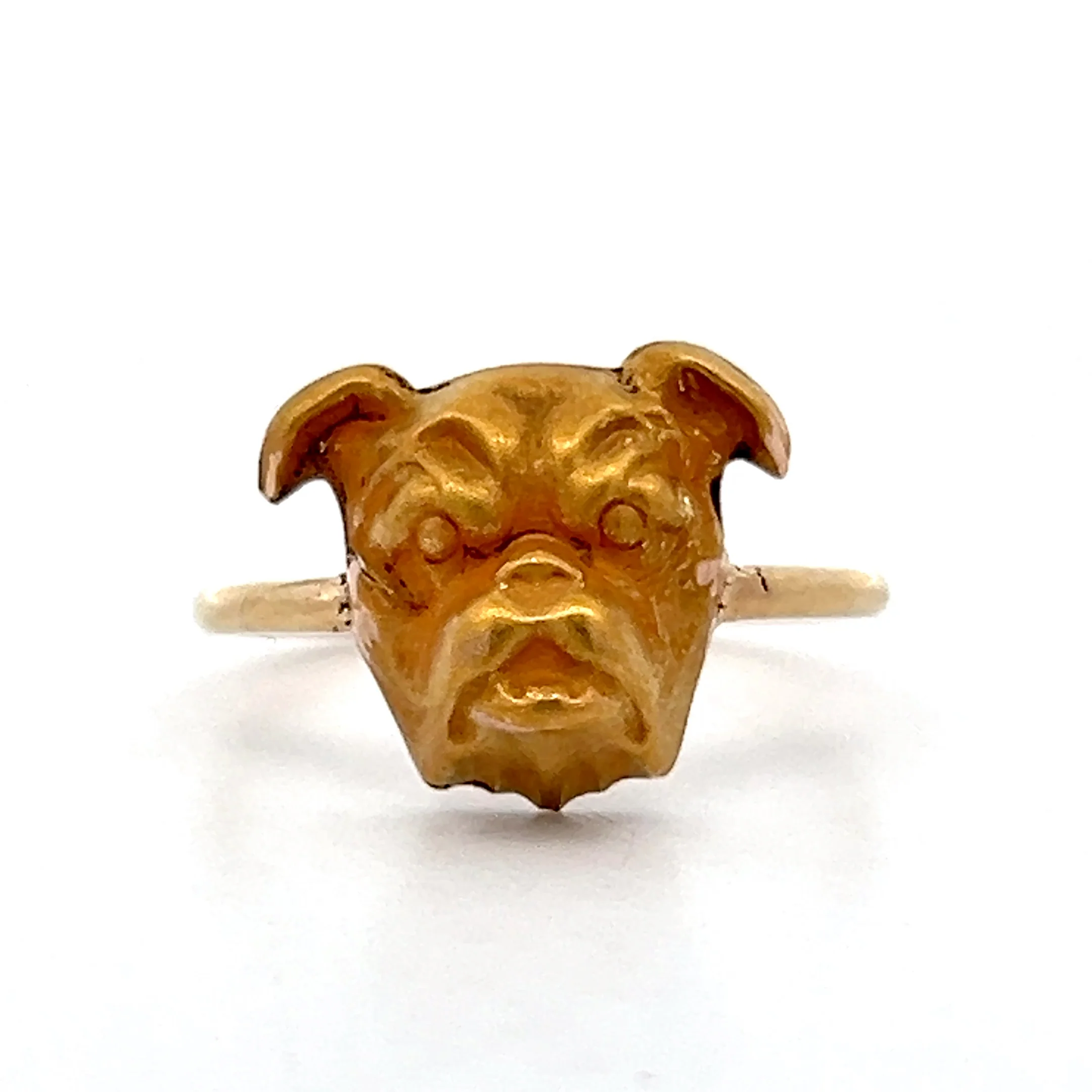 Antique Victorian Bulldog Ring in 9k Yellow Gold