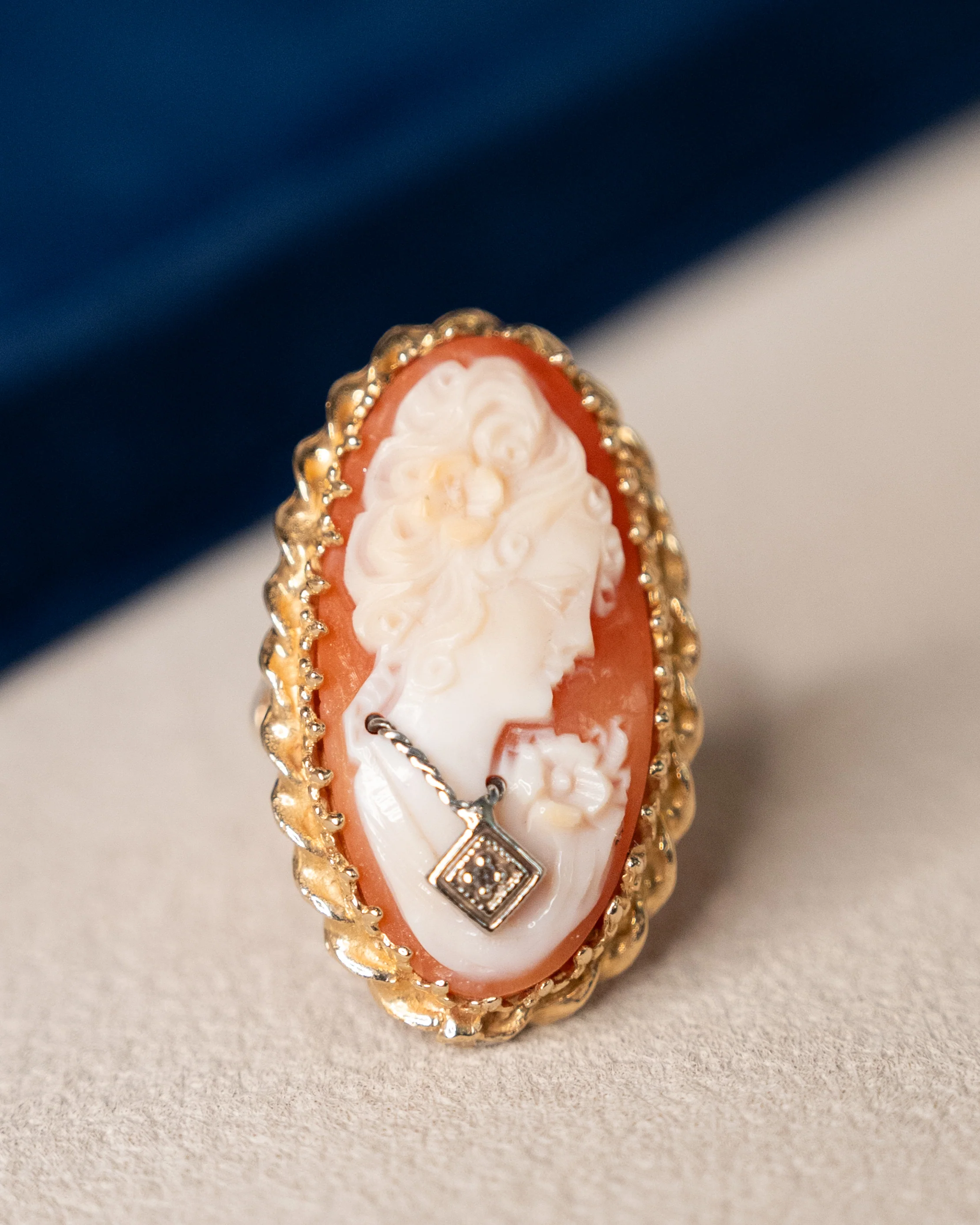 Antique Victorian Cameo Cocktail Ring 14k Yellow Gold - Image 6