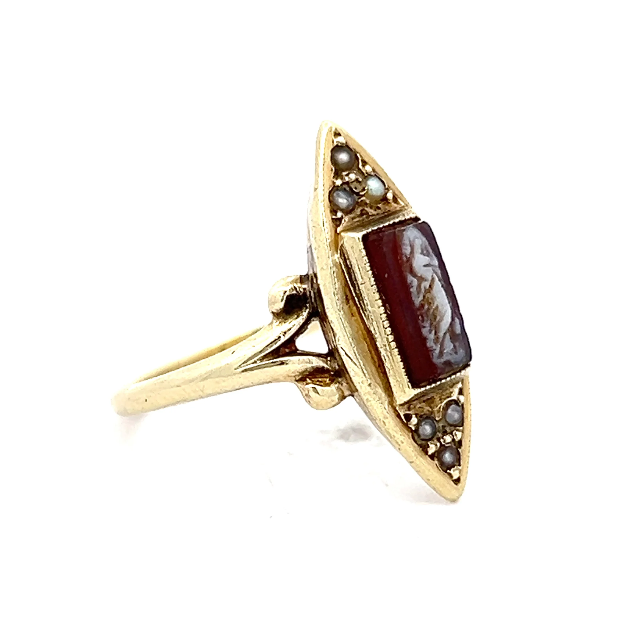 Antique Victorian Cameo Ring in 14k Yellow Gold - Image 3