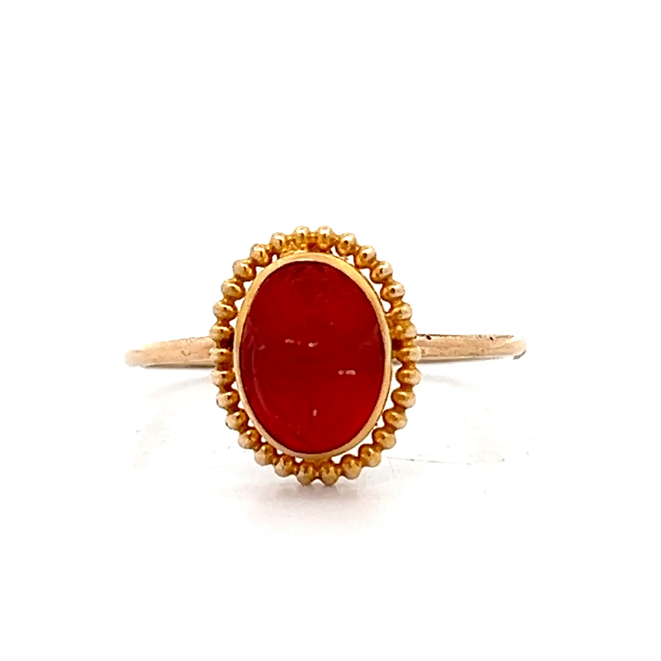 Antique Victorian Carved Scarab Ring in 14k