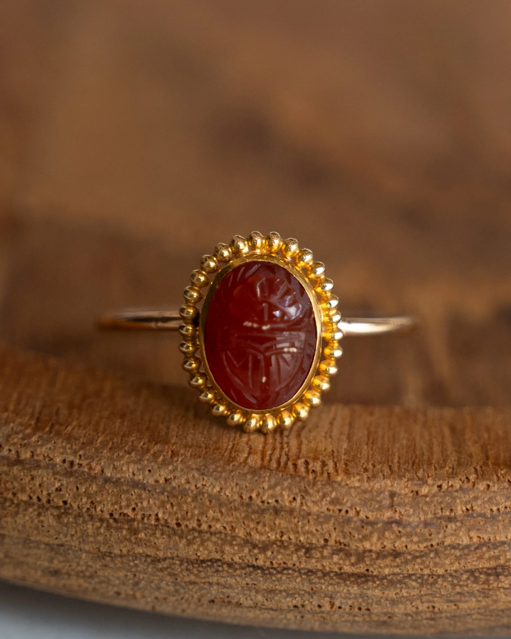 Antique Victorian Carved Scarab Ring in 14k - Image 6