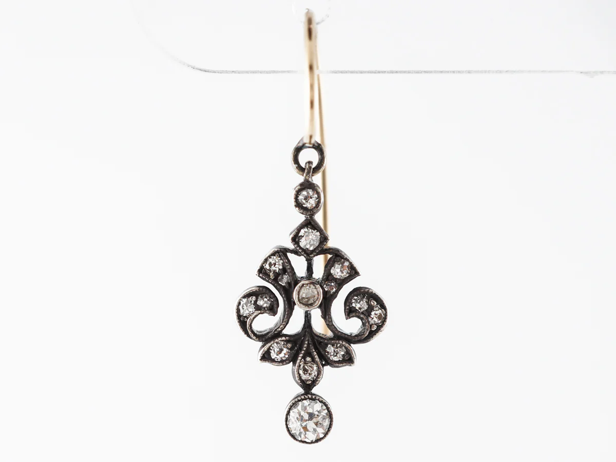 Antique Victorian Diamond Earrings in Gold & Silver - Image 4