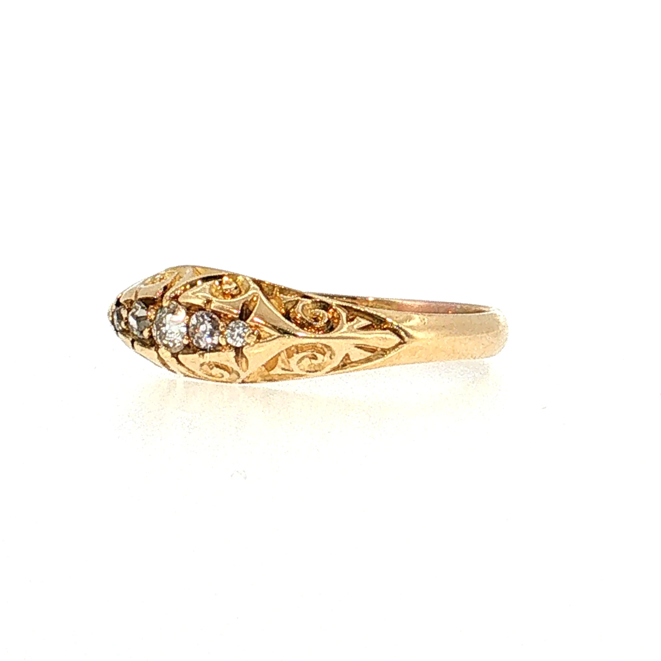 Antique Victorian Diamond Filigree Stacking Ring 18k - Image 2