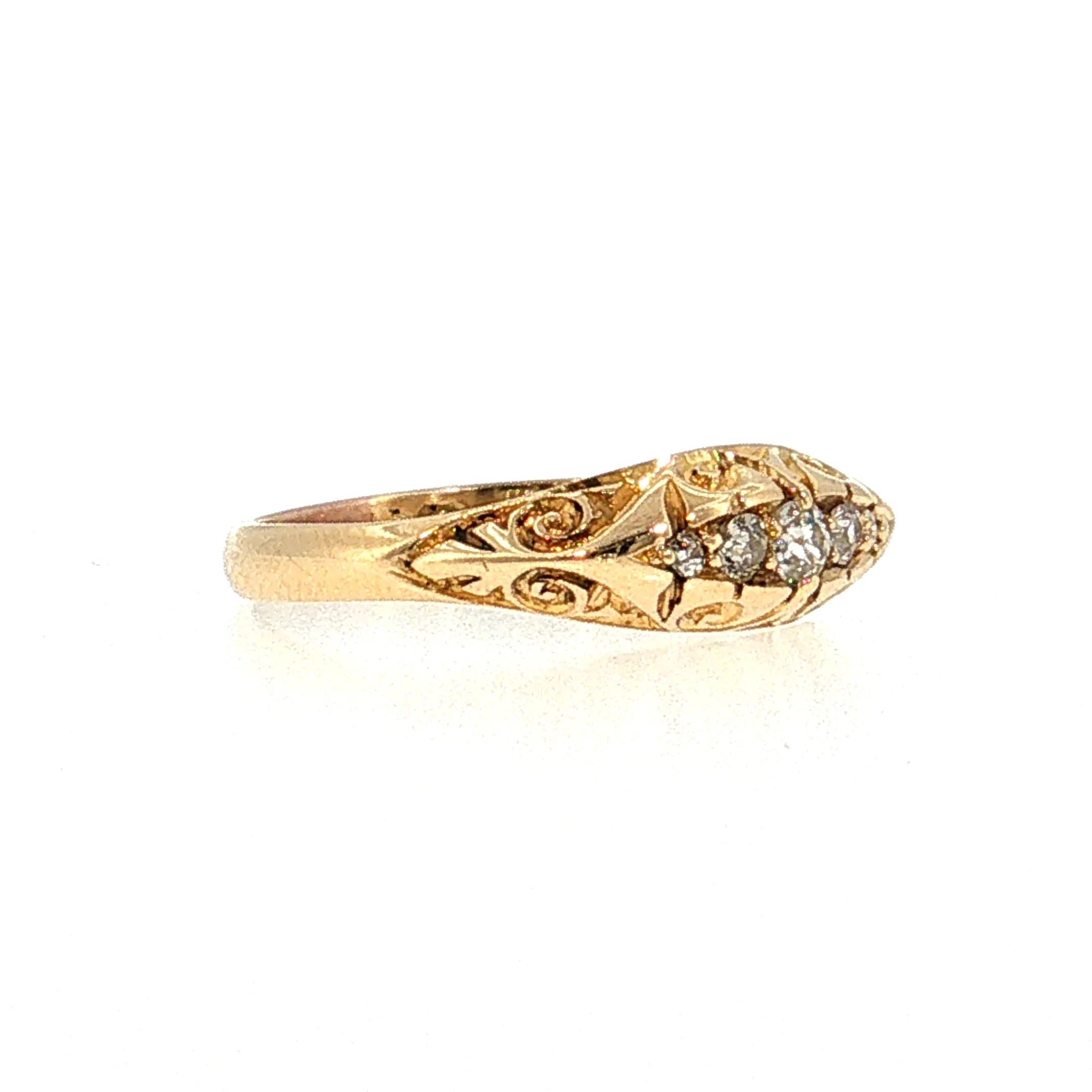 Antique Victorian Diamond Filigree Stacking Ring 18k - Image 3