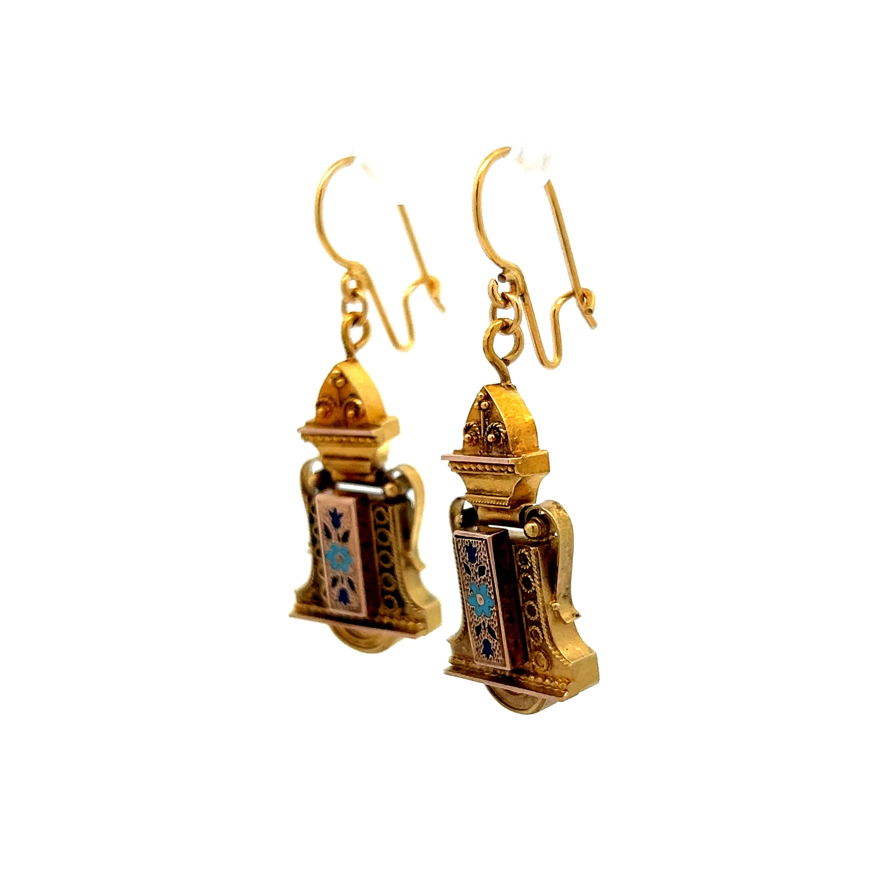 Antique Victorian Drop Earrings in 14k Yellow Gold - Image 2