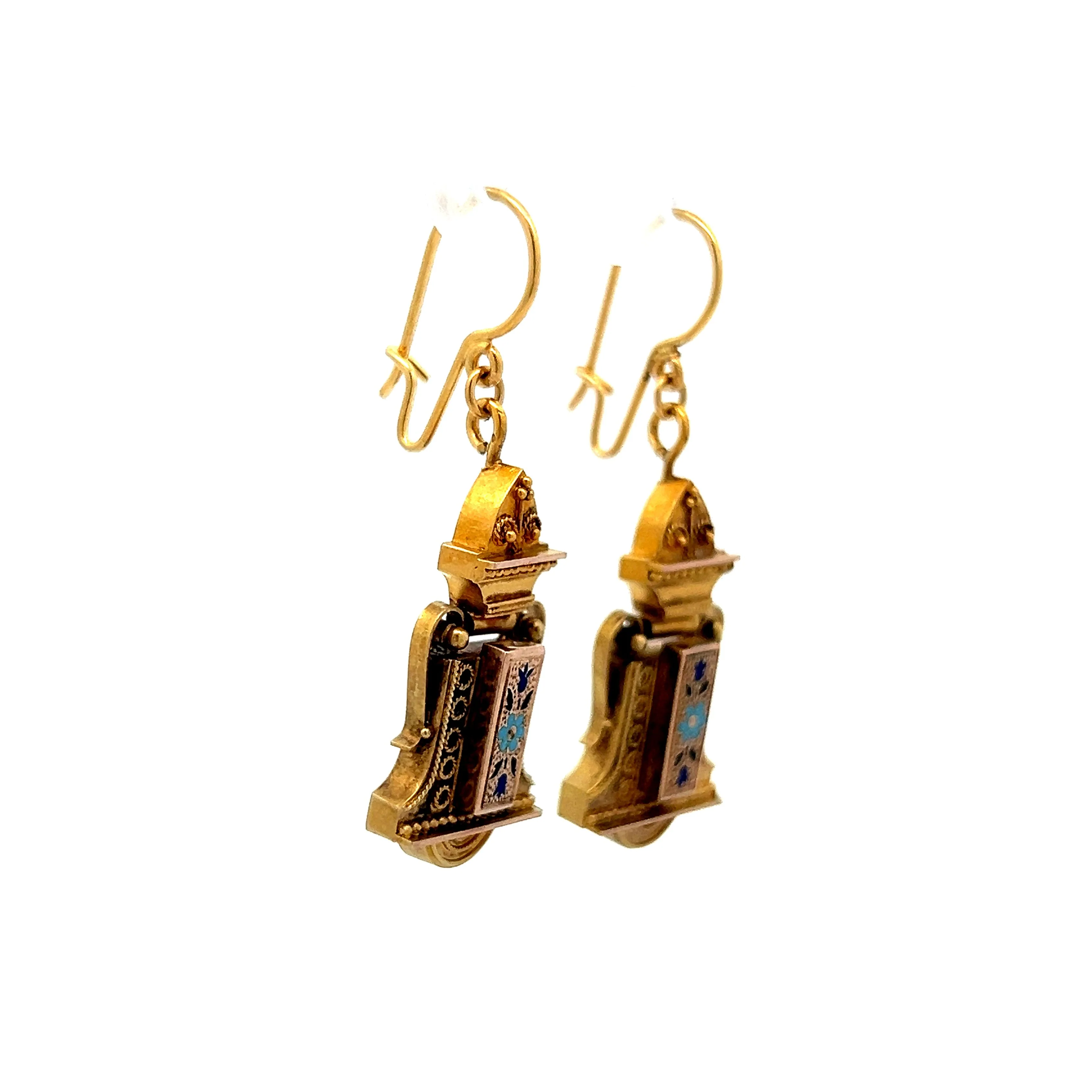 Antique Victorian Drop Earrings in 14k Yellow Gold - Image 3