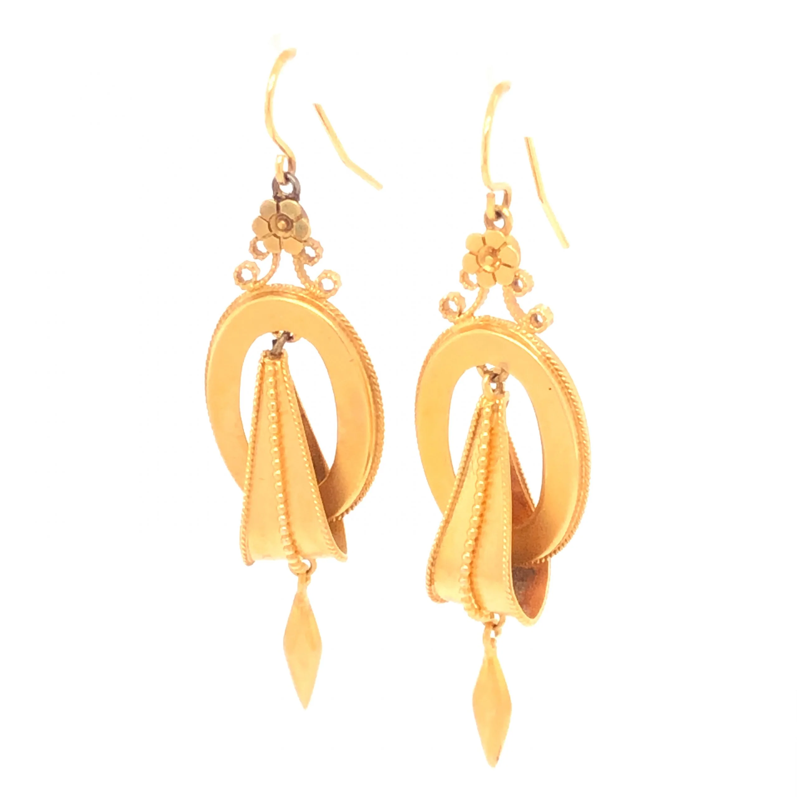 Antique Victorian Earrings in 14k Yellow Gold - Image 2
