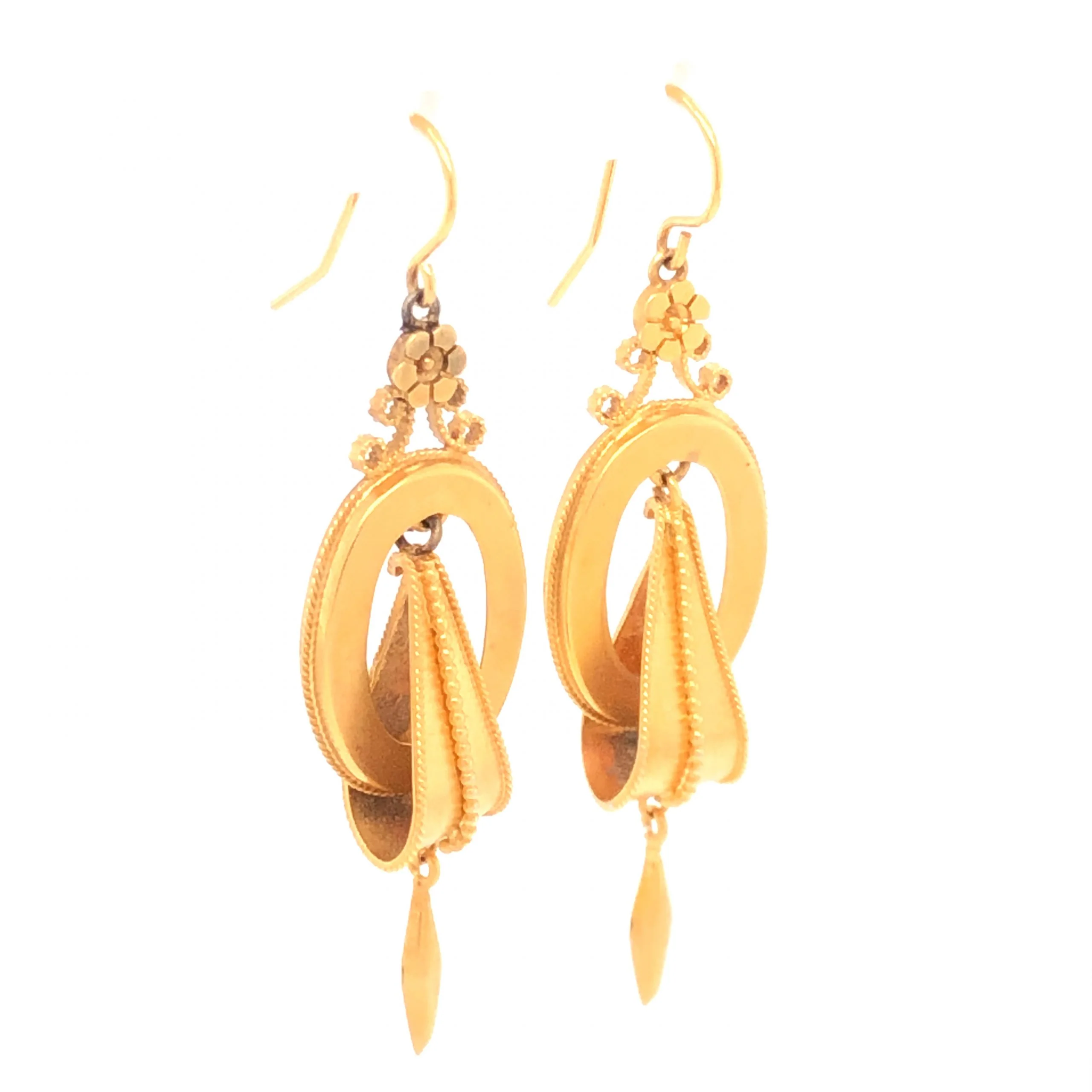 Antique Victorian Earrings in 14k Yellow Gold - Image 3