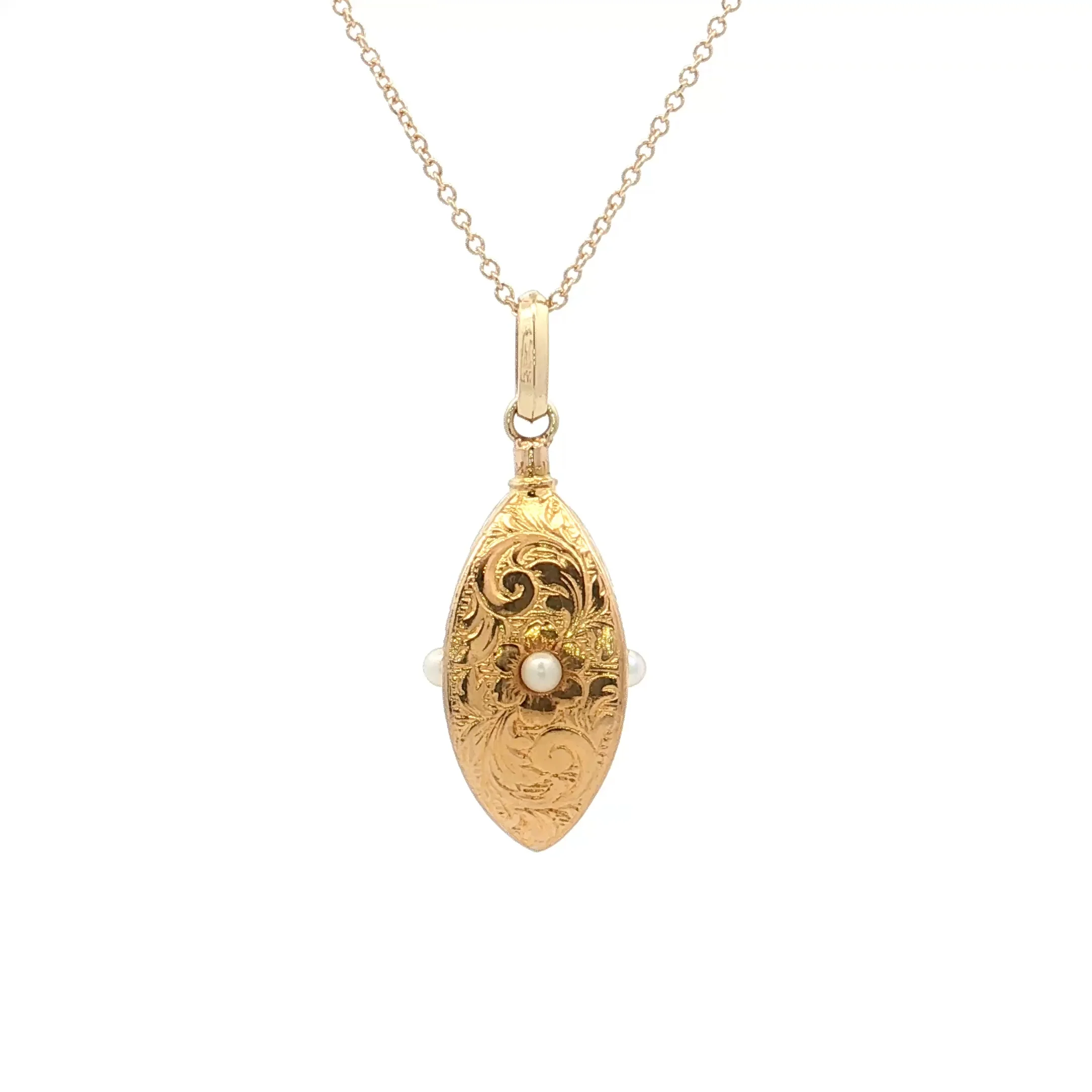 Antique Victorian Filigree Pendant Necklace 14k