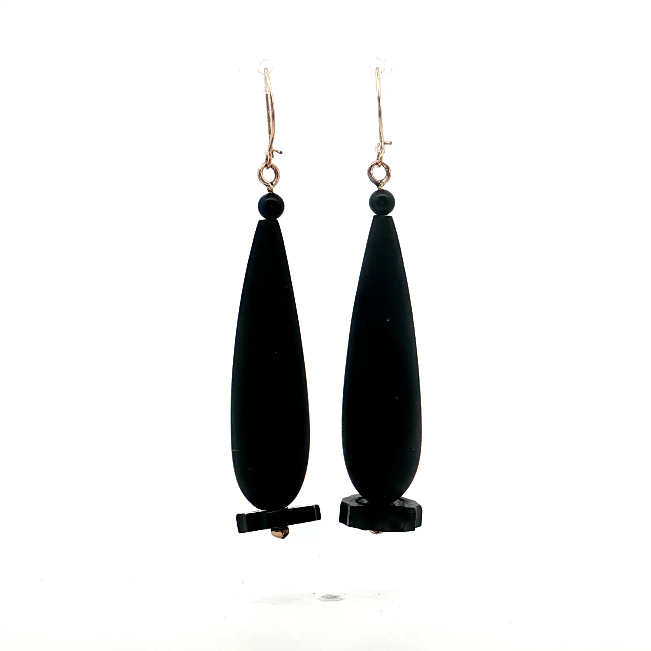 Antique Victorian Gutta Percha Drop Earrings 14k