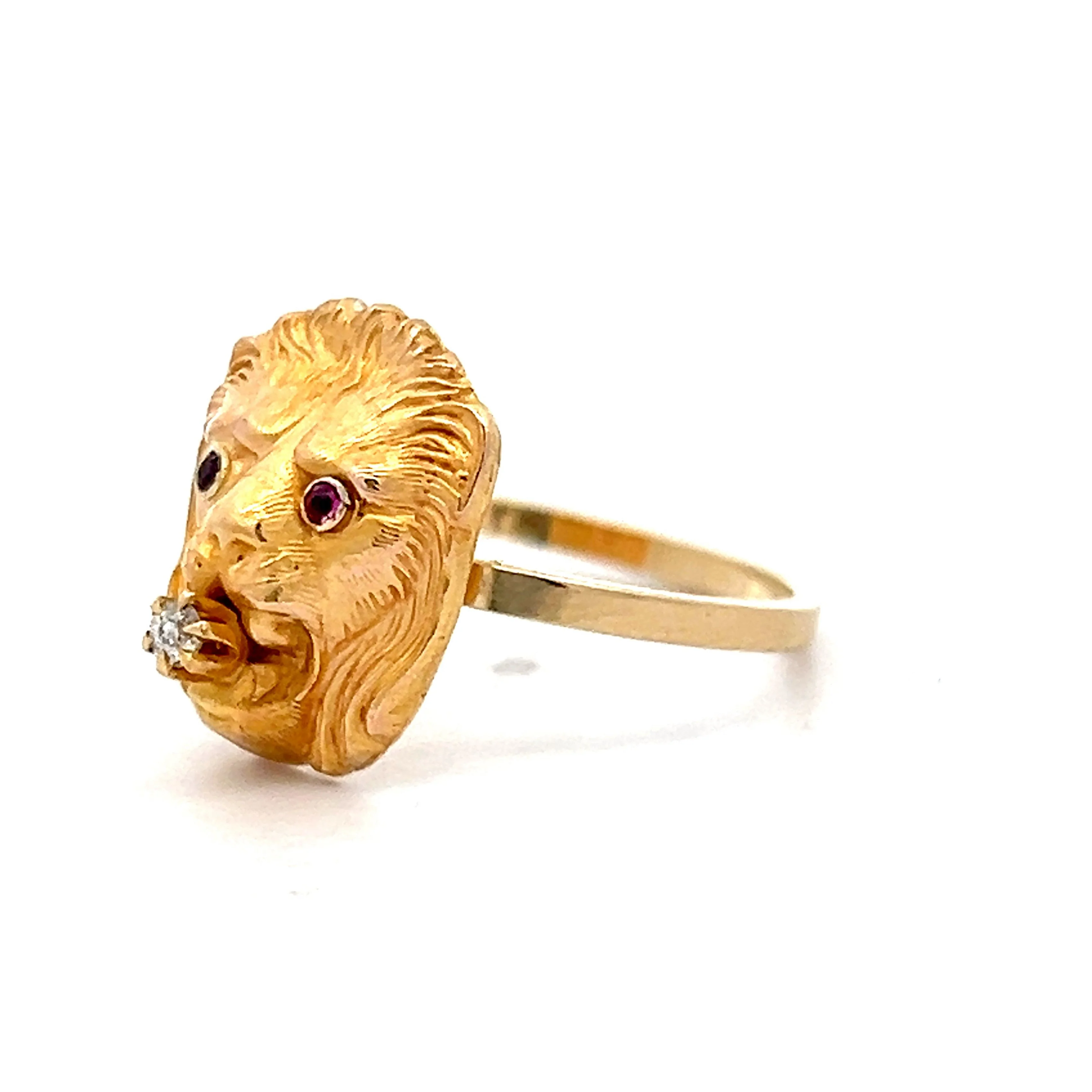Antique Victorian Lions Head Ring in 14k Yellow Gold - Image 2