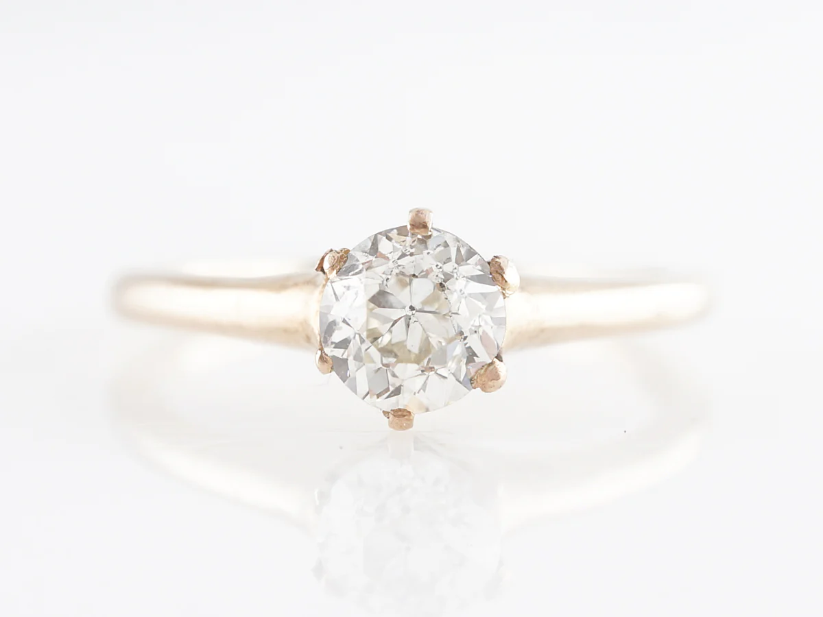Antique Victorian Mine Cut Solitaire Diamond Engagement Ring