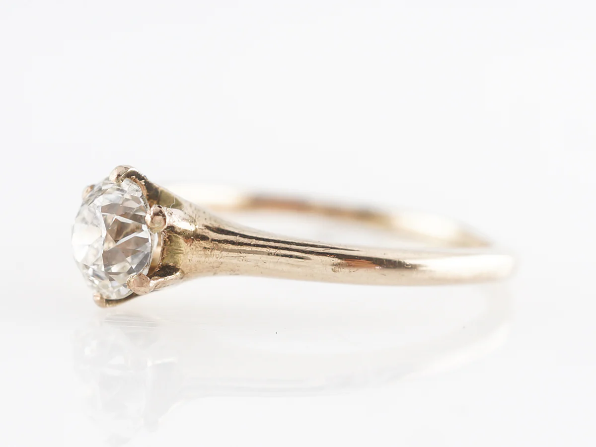 Antique Victorian Mine Cut Solitaire Diamond Engagement Ring - Image 2