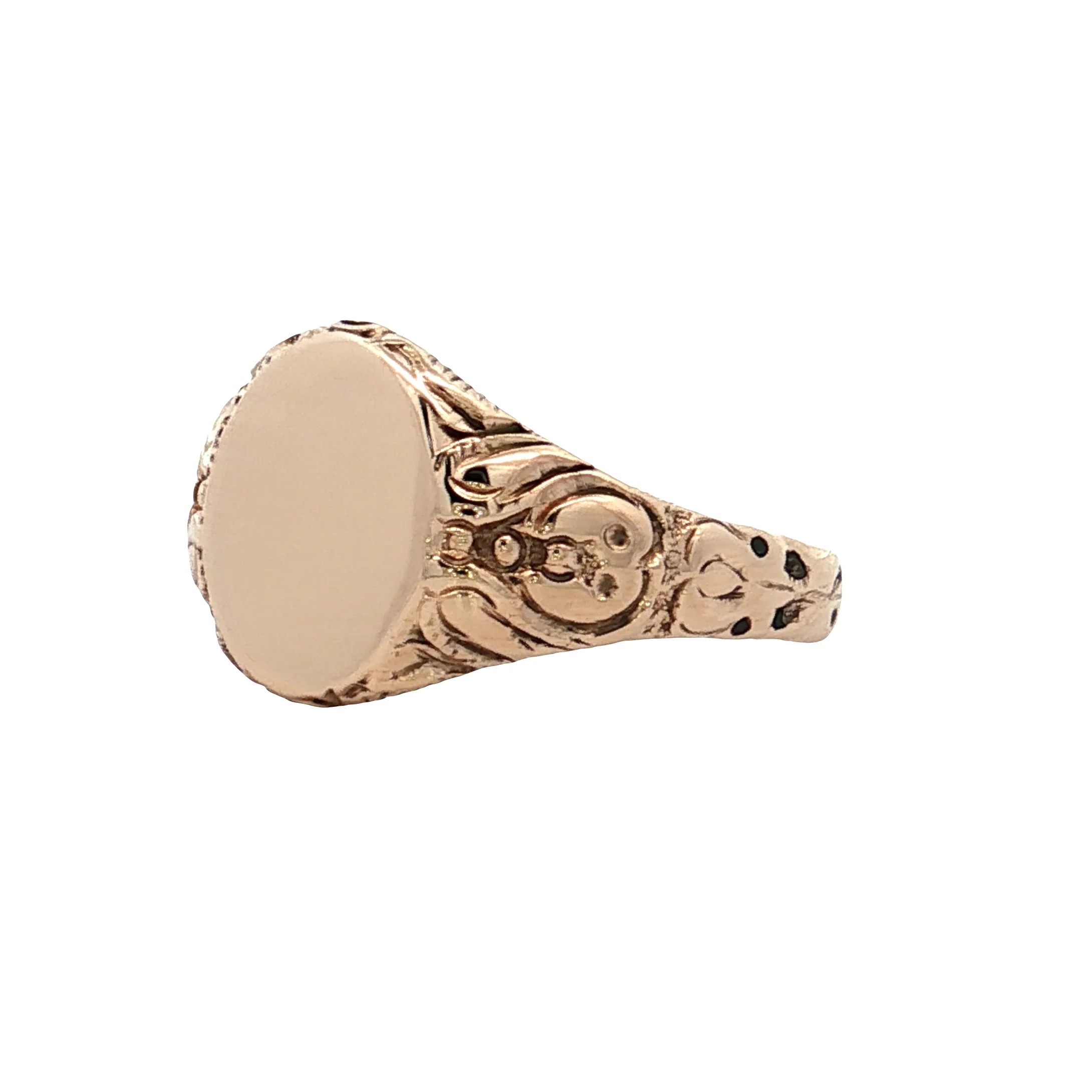 Antique Victorian Oval Signet Ring 14k Rose Gold - Image 2