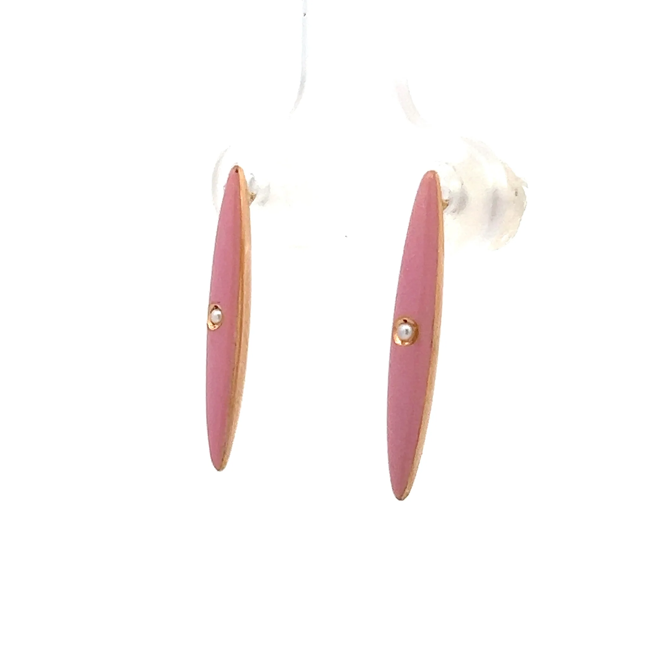 Antique Victorian Seed Pearl Earrings in 14k Rose Gold - Image 2