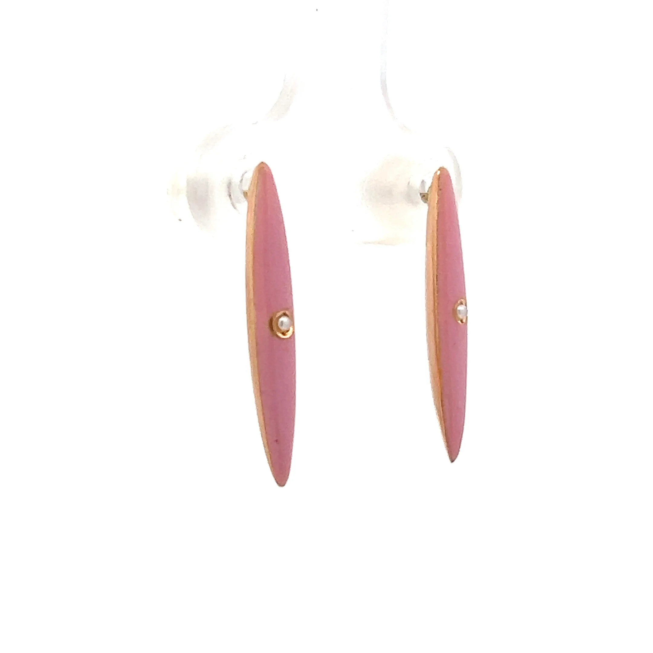 Antique Victorian Seed Pearl Earrings in 14k Rose Gold - Image 3