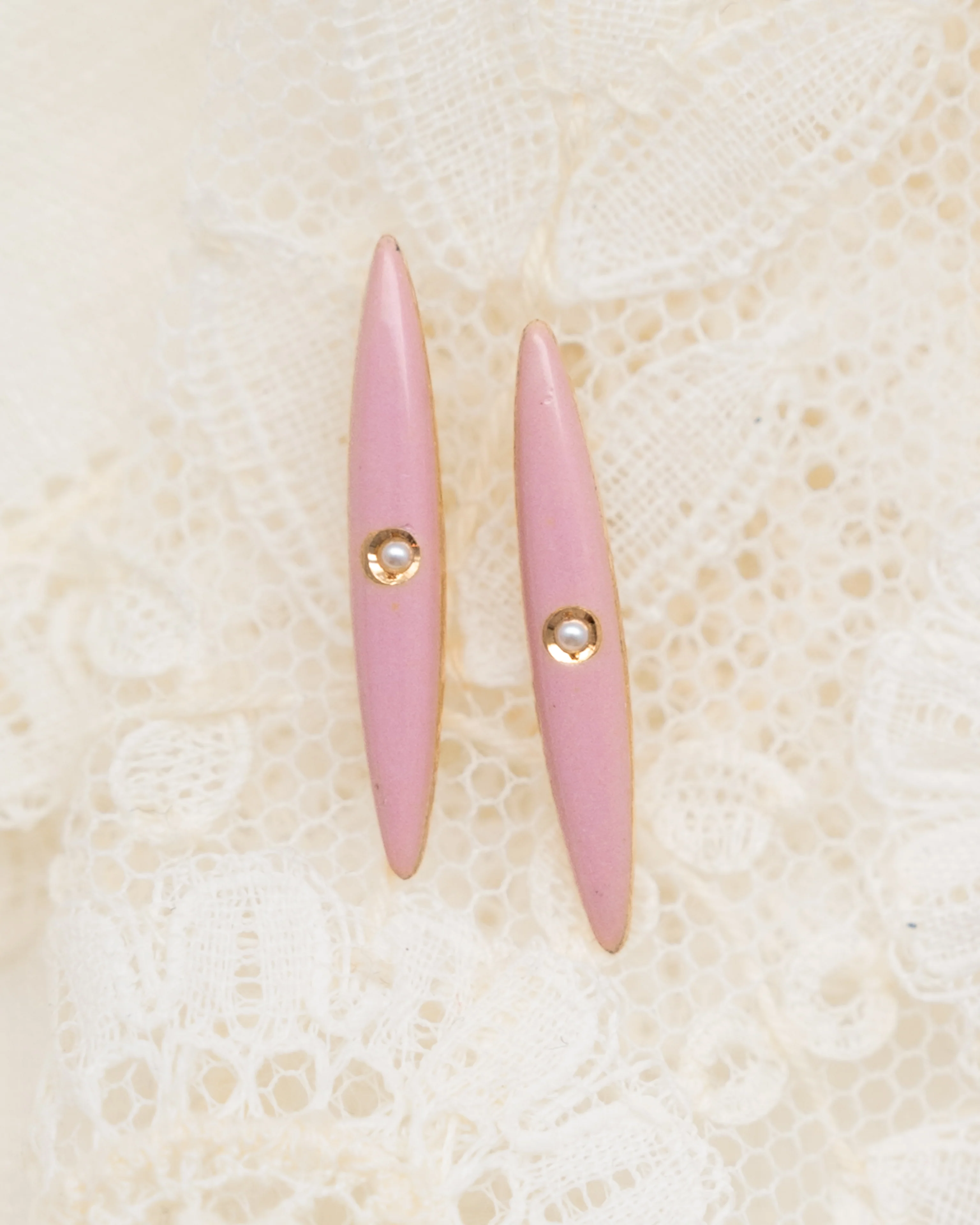 Antique Victorian Seed Pearl Earrings in 14k Rose Gold - Image 4
