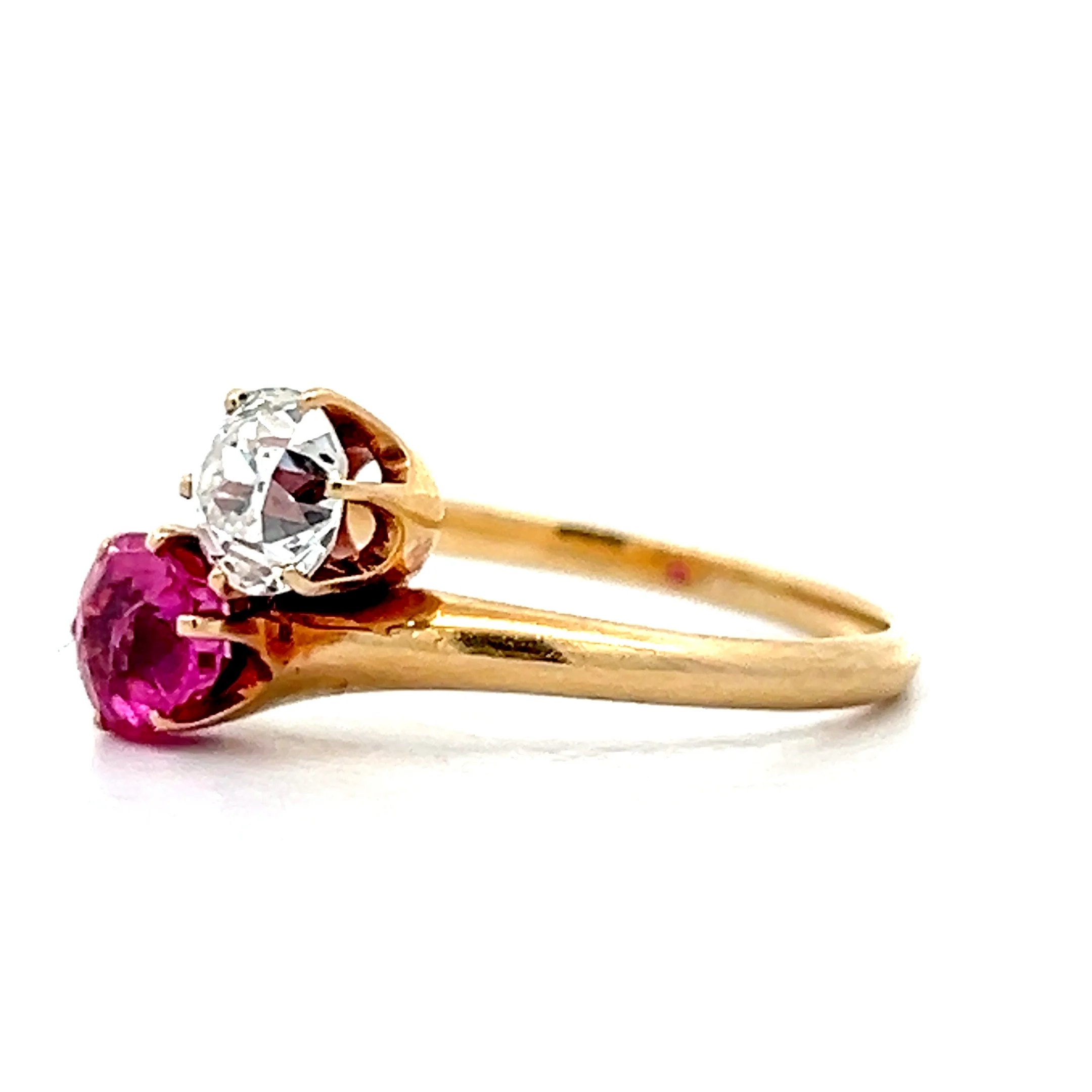 Antique Victorian Toi Et Moi Engagement Ring 14k - Image 2
