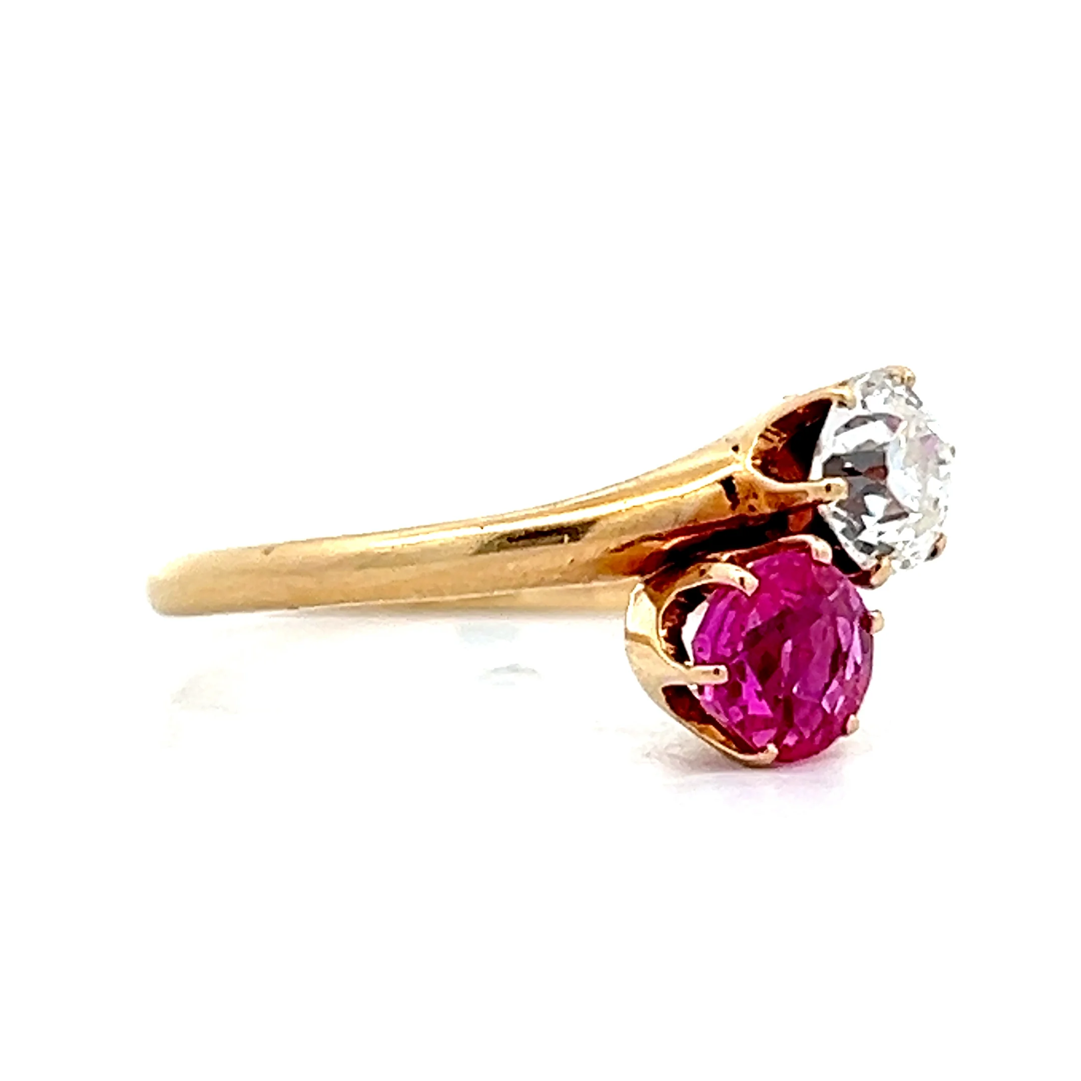 Antique Victorian Toi Et Moi Engagement Ring 14k - Image 3